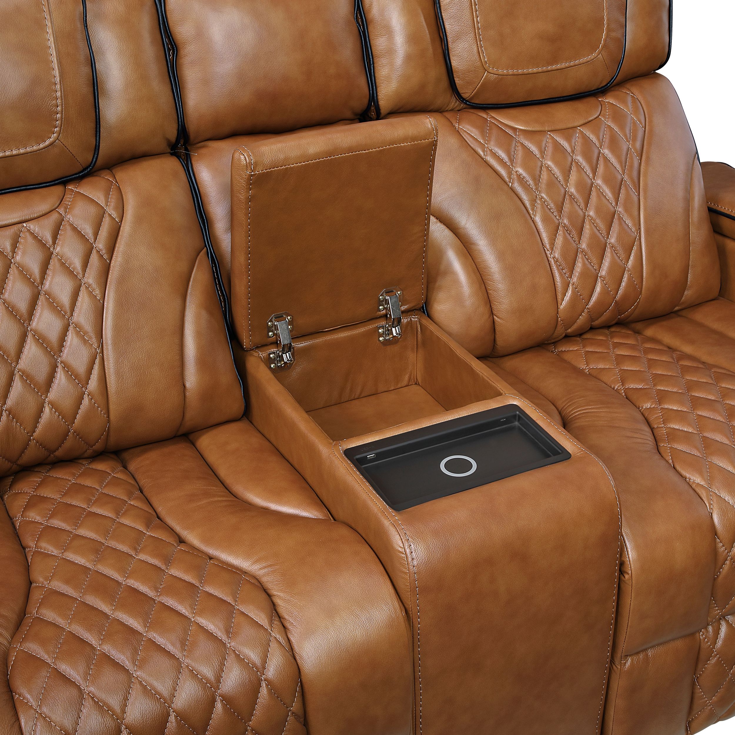 Apex Leather Power Double Reclining Loveseat with LED Lighting