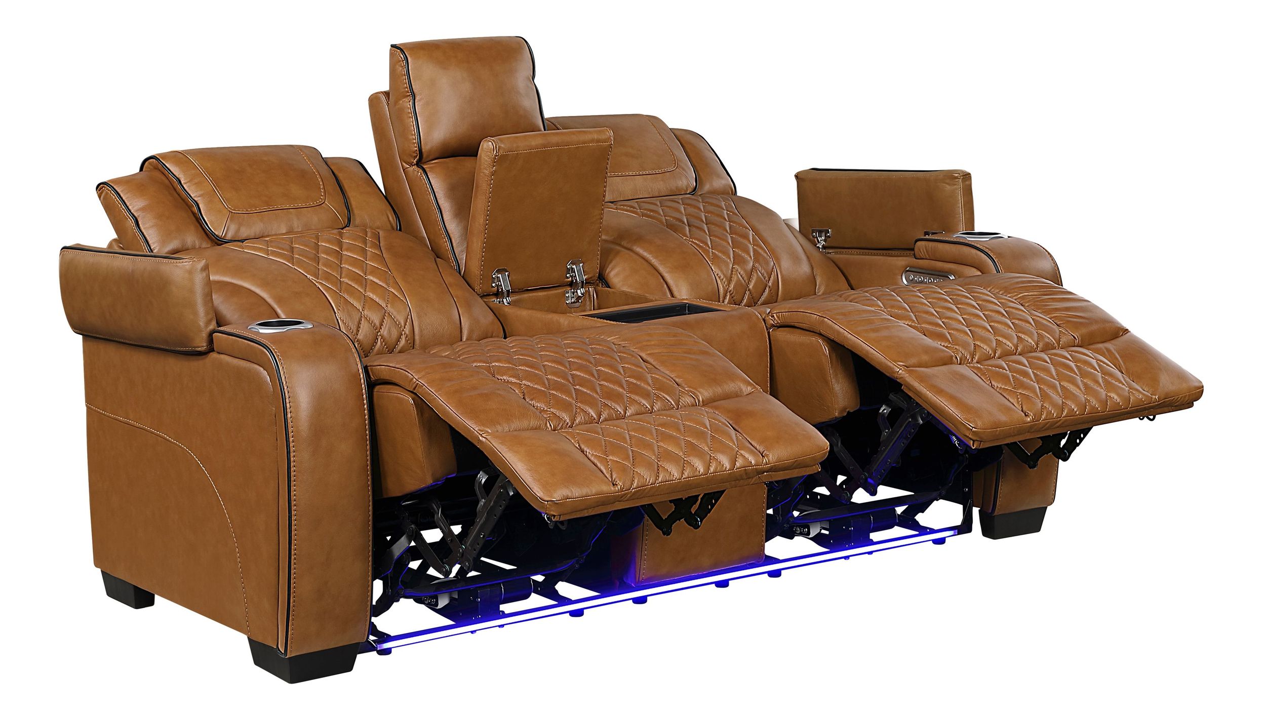 Apex Leather Power Double Reclining Loveseat with LED Lighting