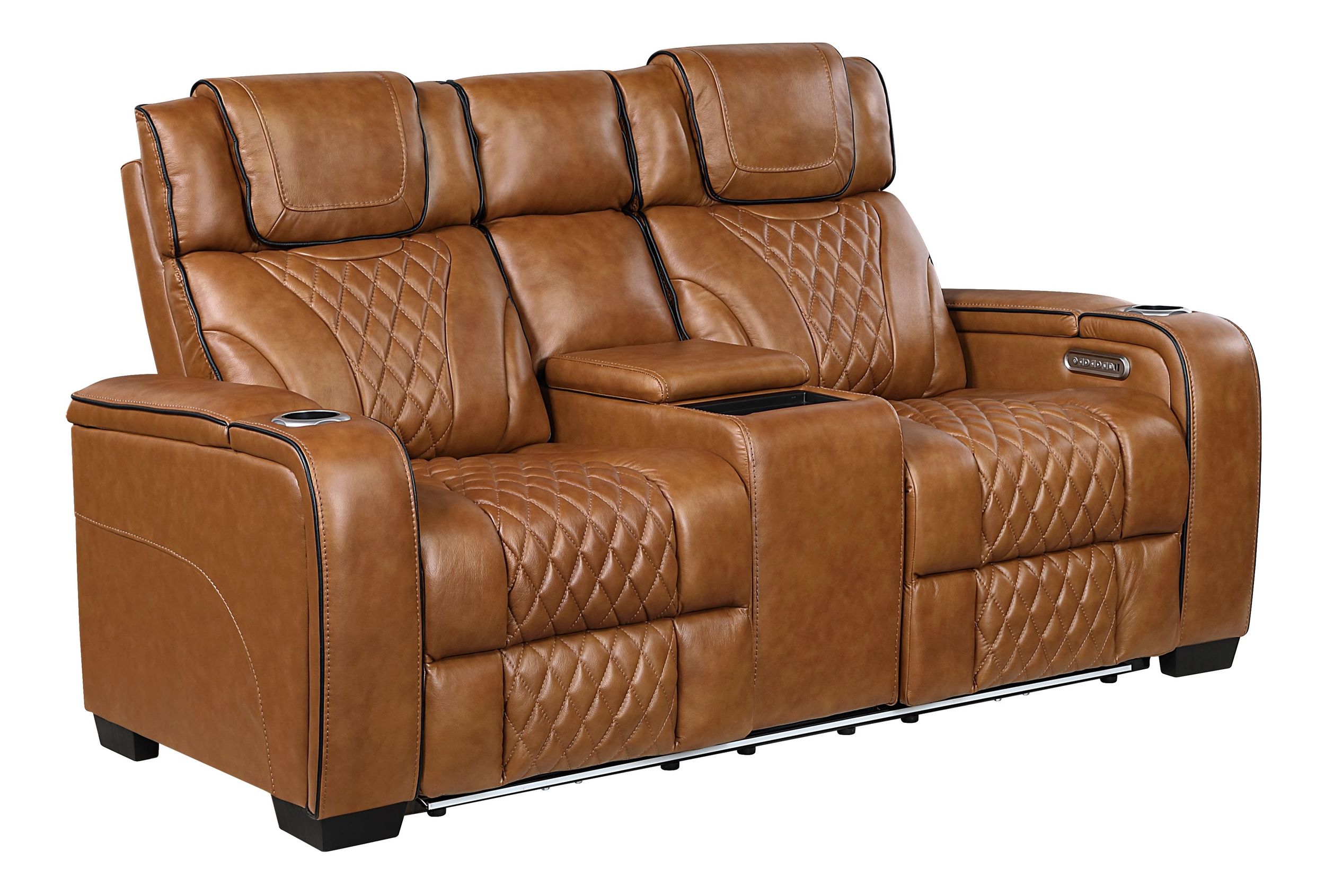 Apex Leather Power Double Reclining Loveseat with LED Lighting