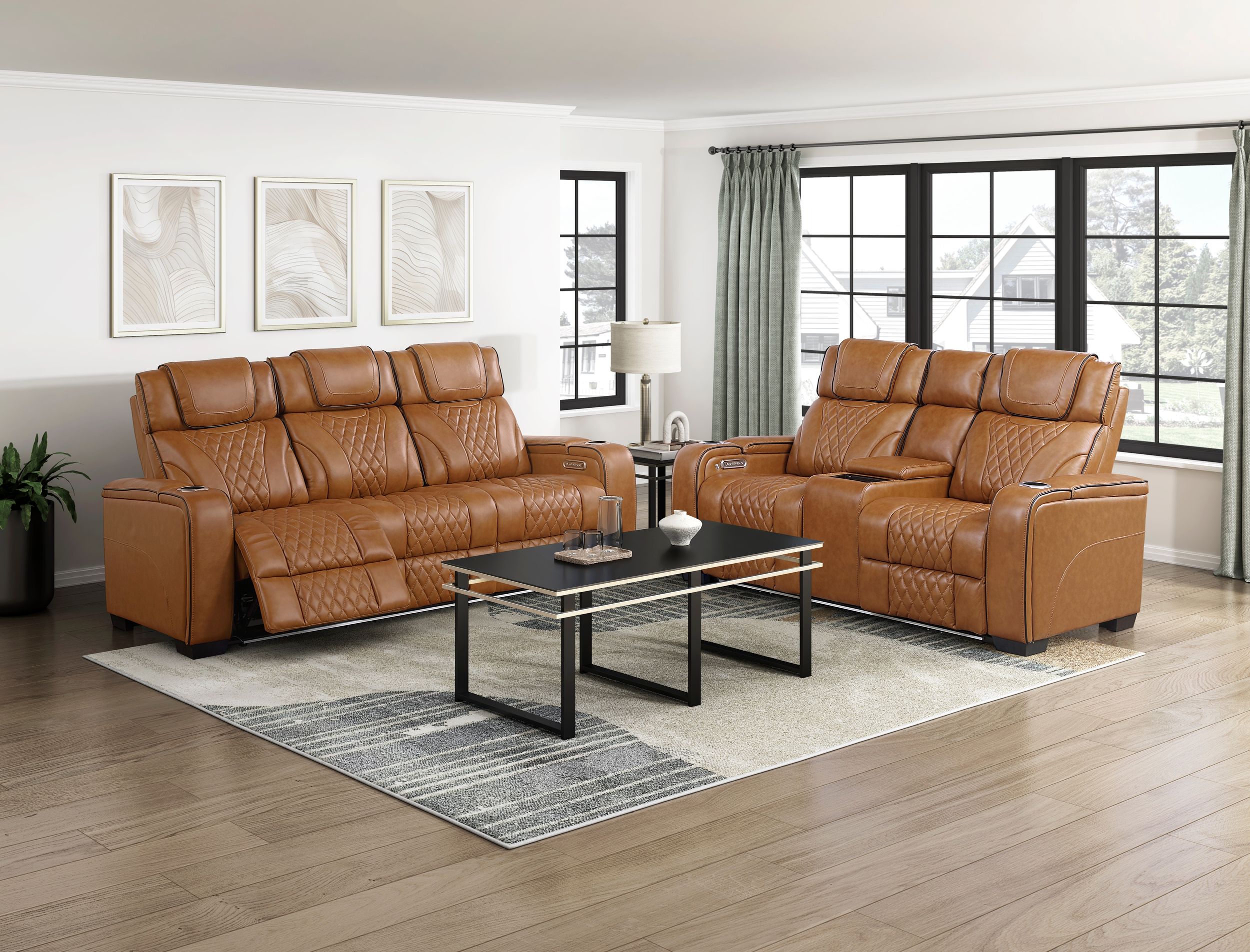 Apex Leather Power Double Reclining Sofa with LED Lighting