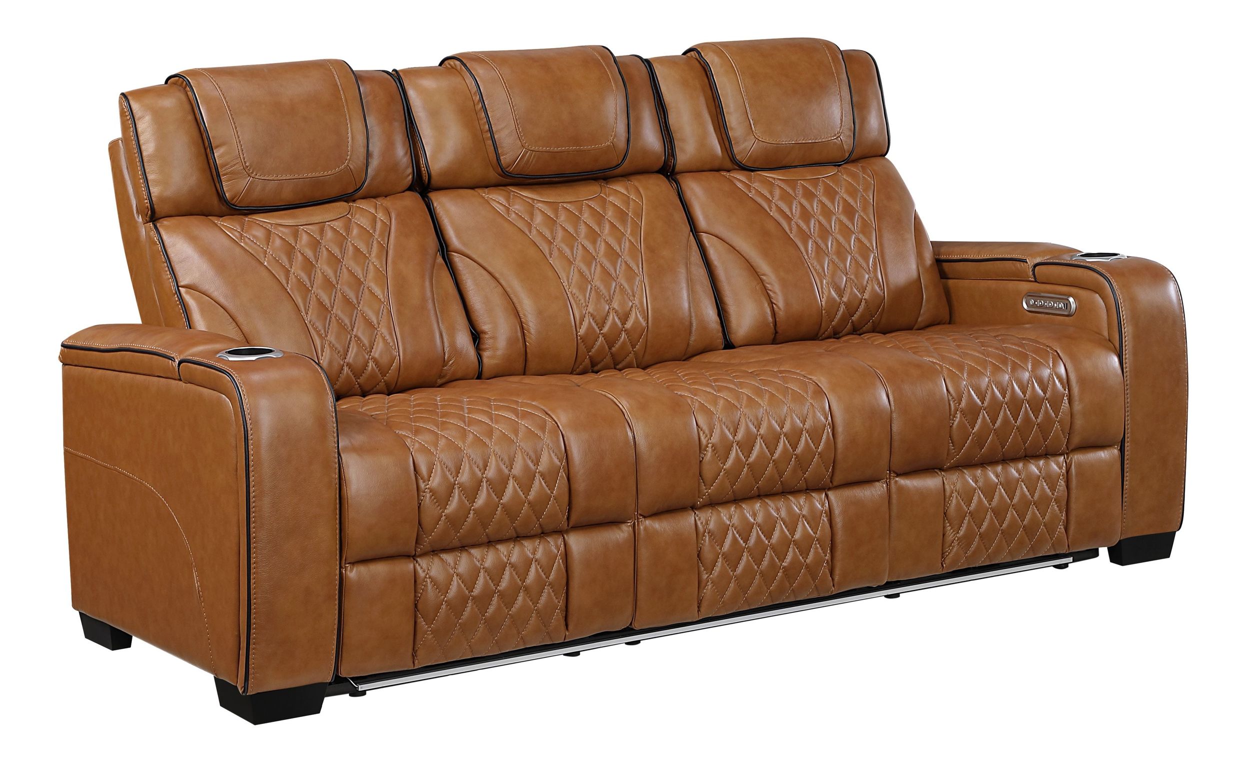 Apex Leather Power Double Reclining Sofa with LED Lighting