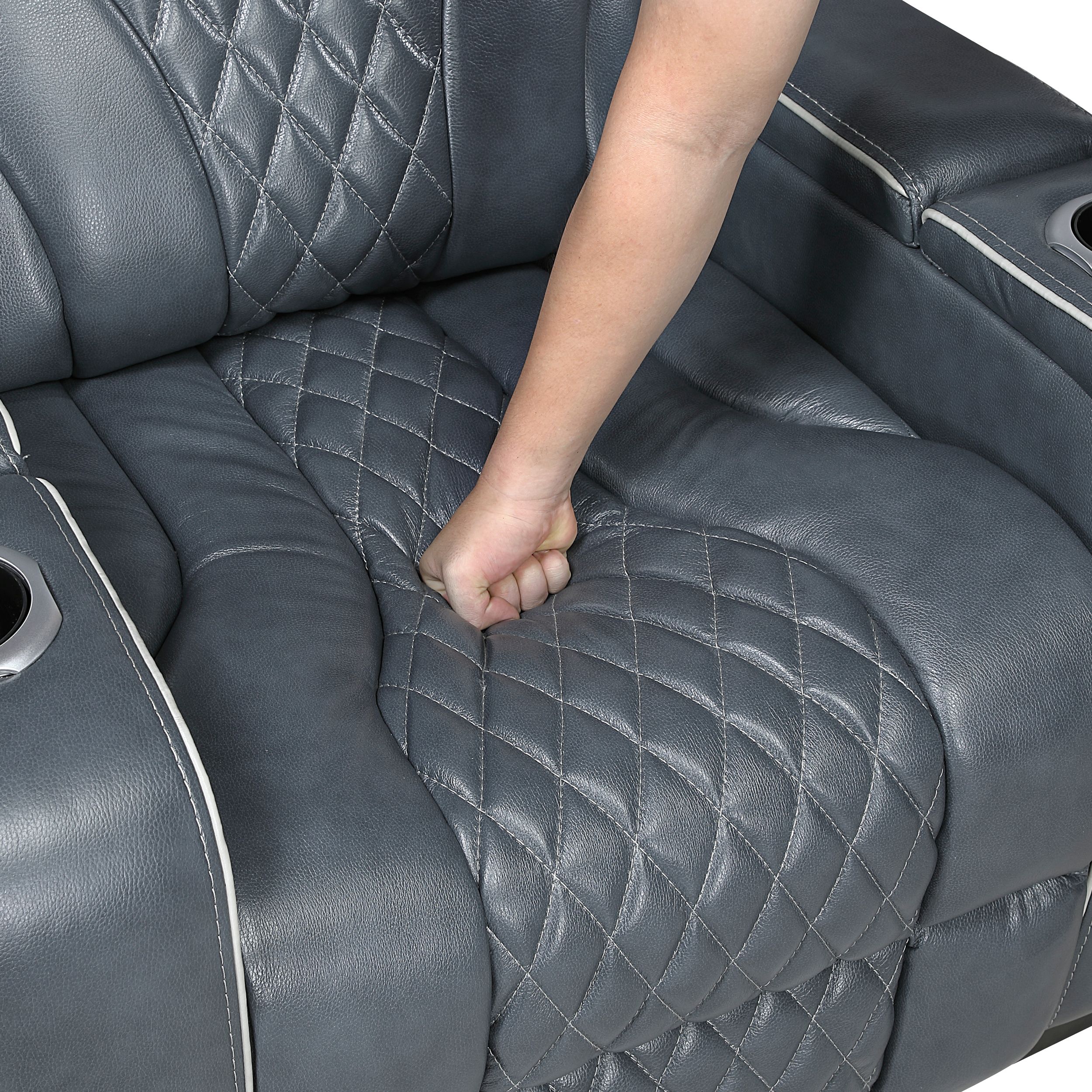 Apex Leather Power Double Reclining Sofa with LED Lighting