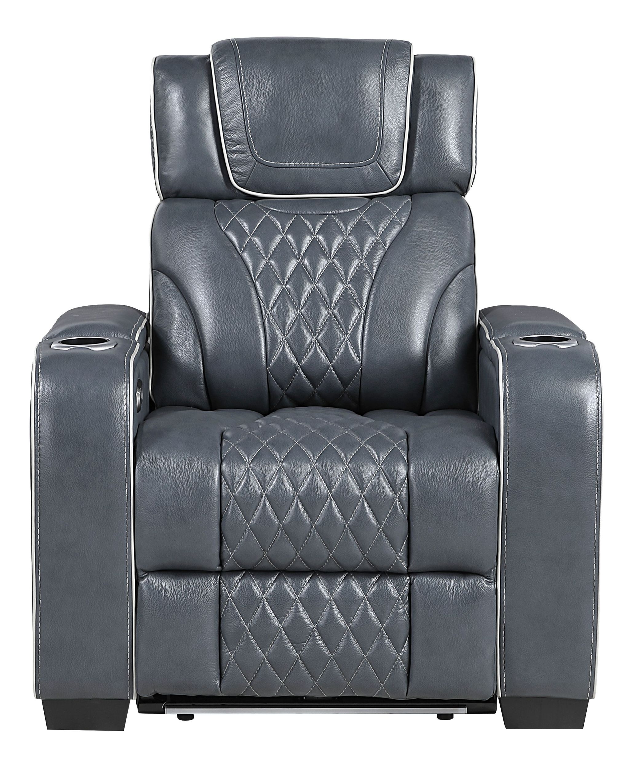 Apex Leather Power Double Reclining Living Room Set with LED Lighting