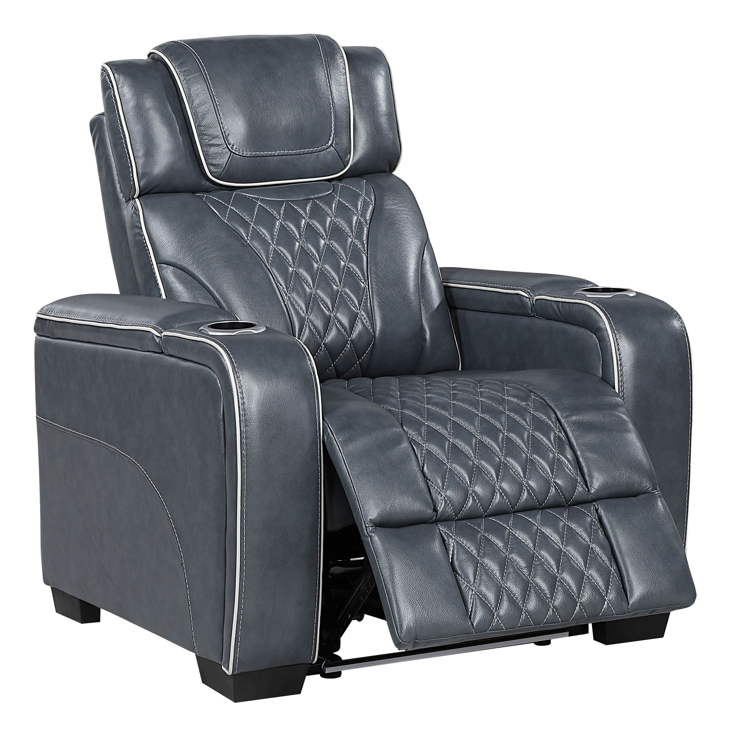 Apex Leather Power Double Reclining Living Room Set with LED Lighting