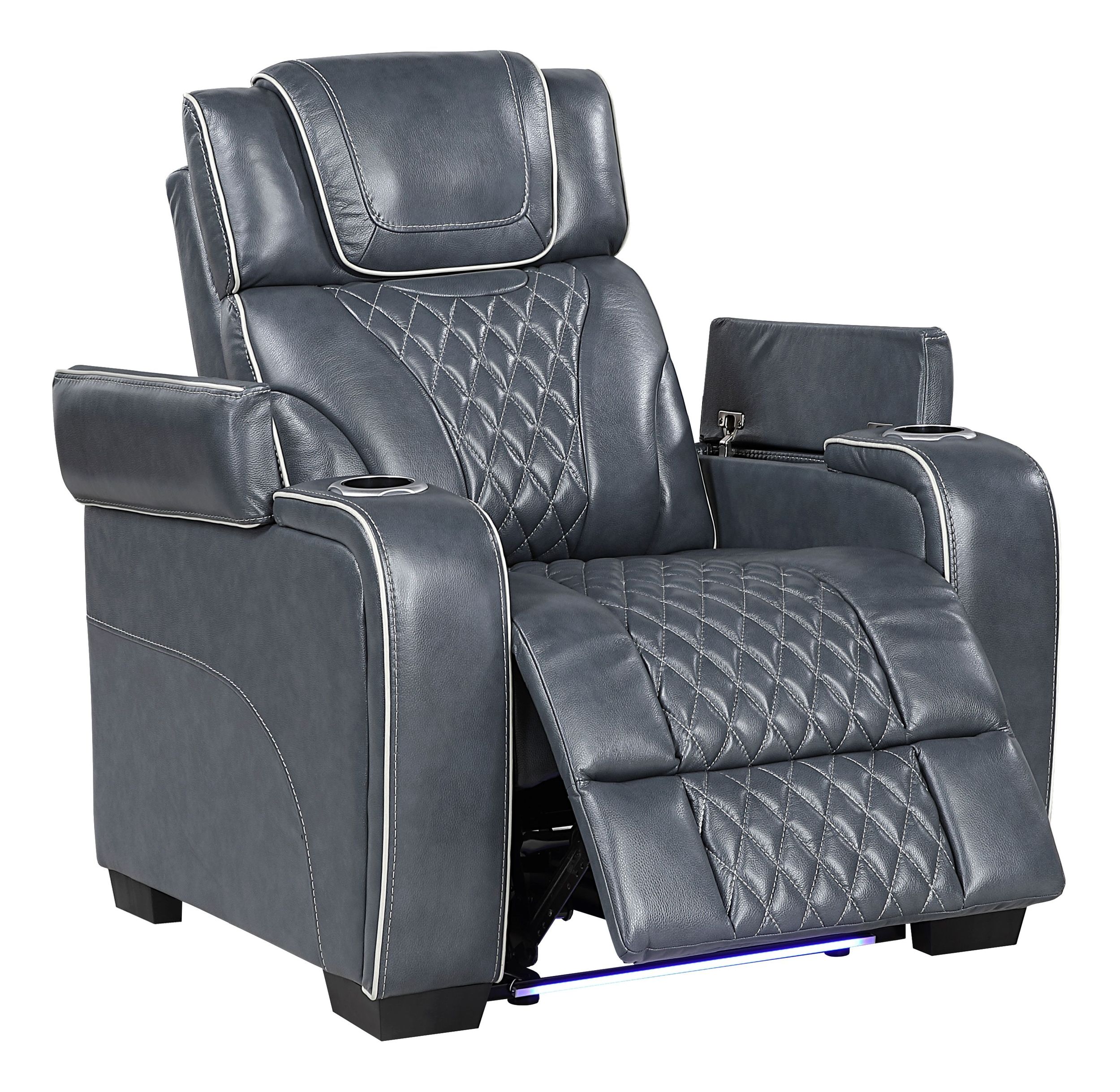 Apex Leather Power Double Reclining Living Room Set with LED Lighting