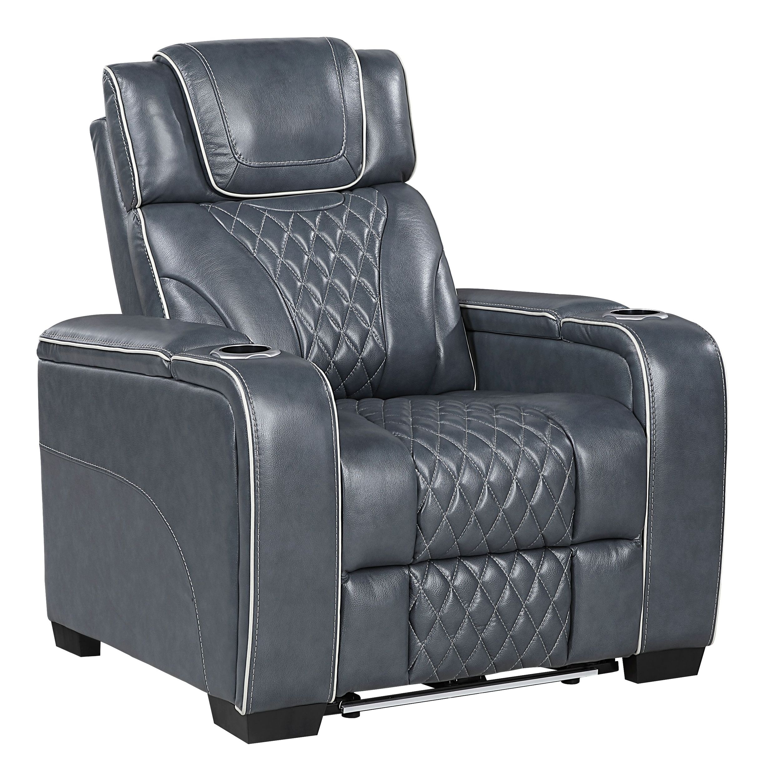 Apex Leather Power Double Reclining Living Room Set with LED Lighting