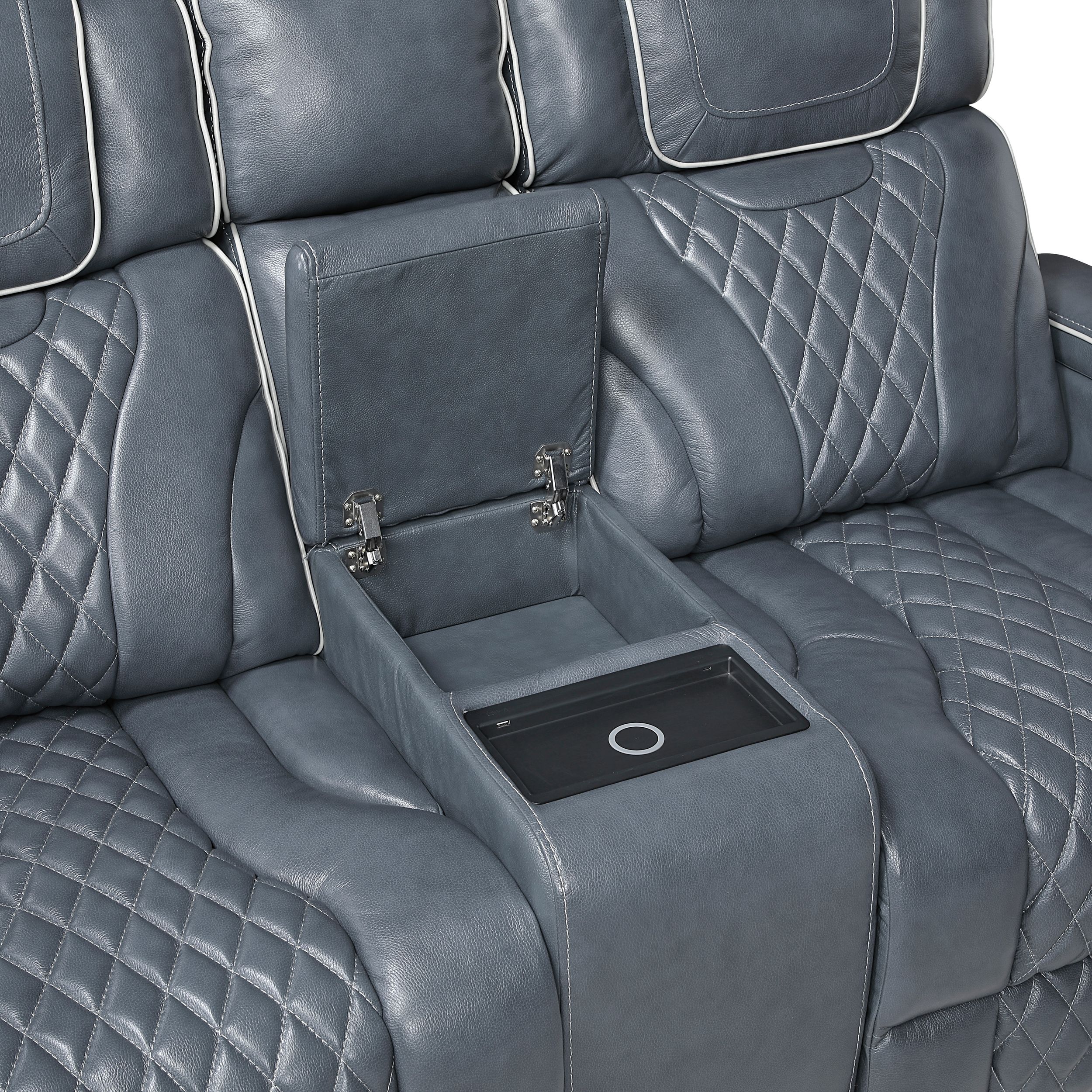 Apex Leather Power Double Reclining Living Room Set with LED Lighting