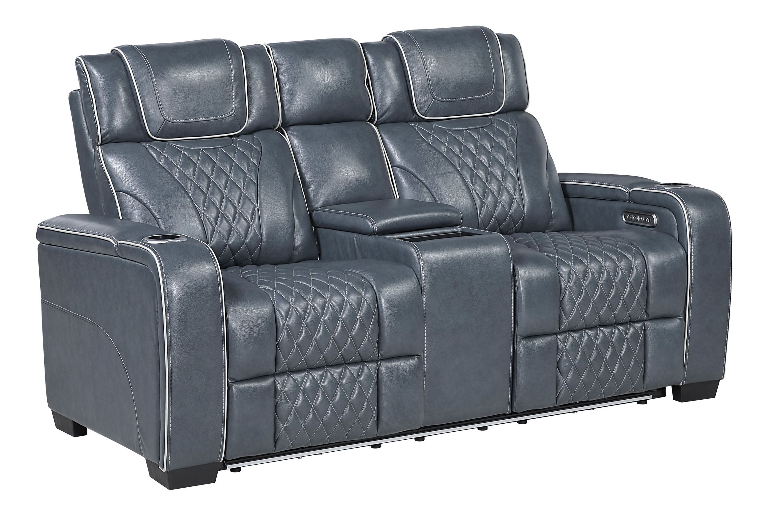 Apex Leather Power Double Reclining Living Room Set with LED Lighting