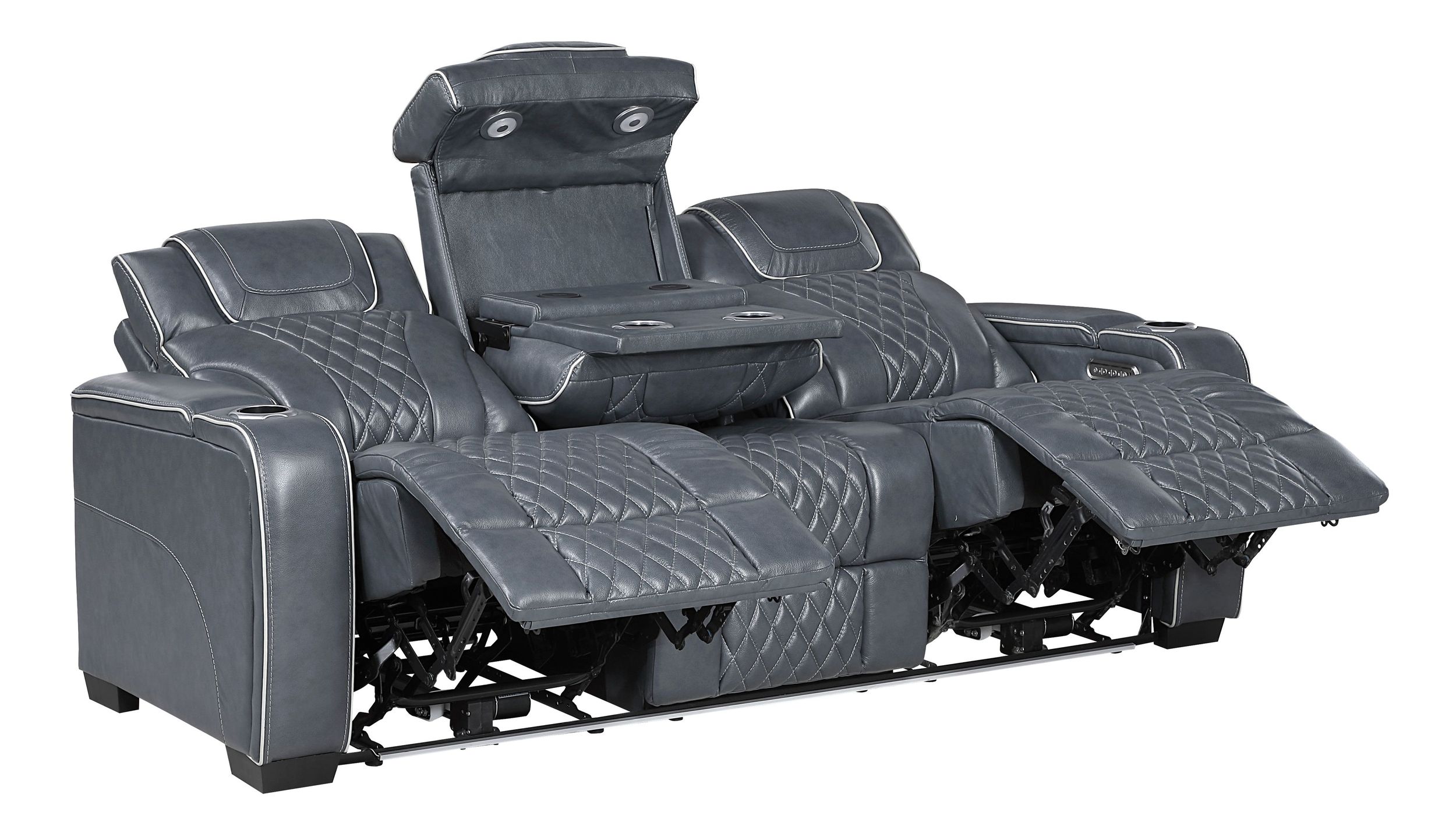Apex Leather Power Double Reclining Sofa with LED Lighting