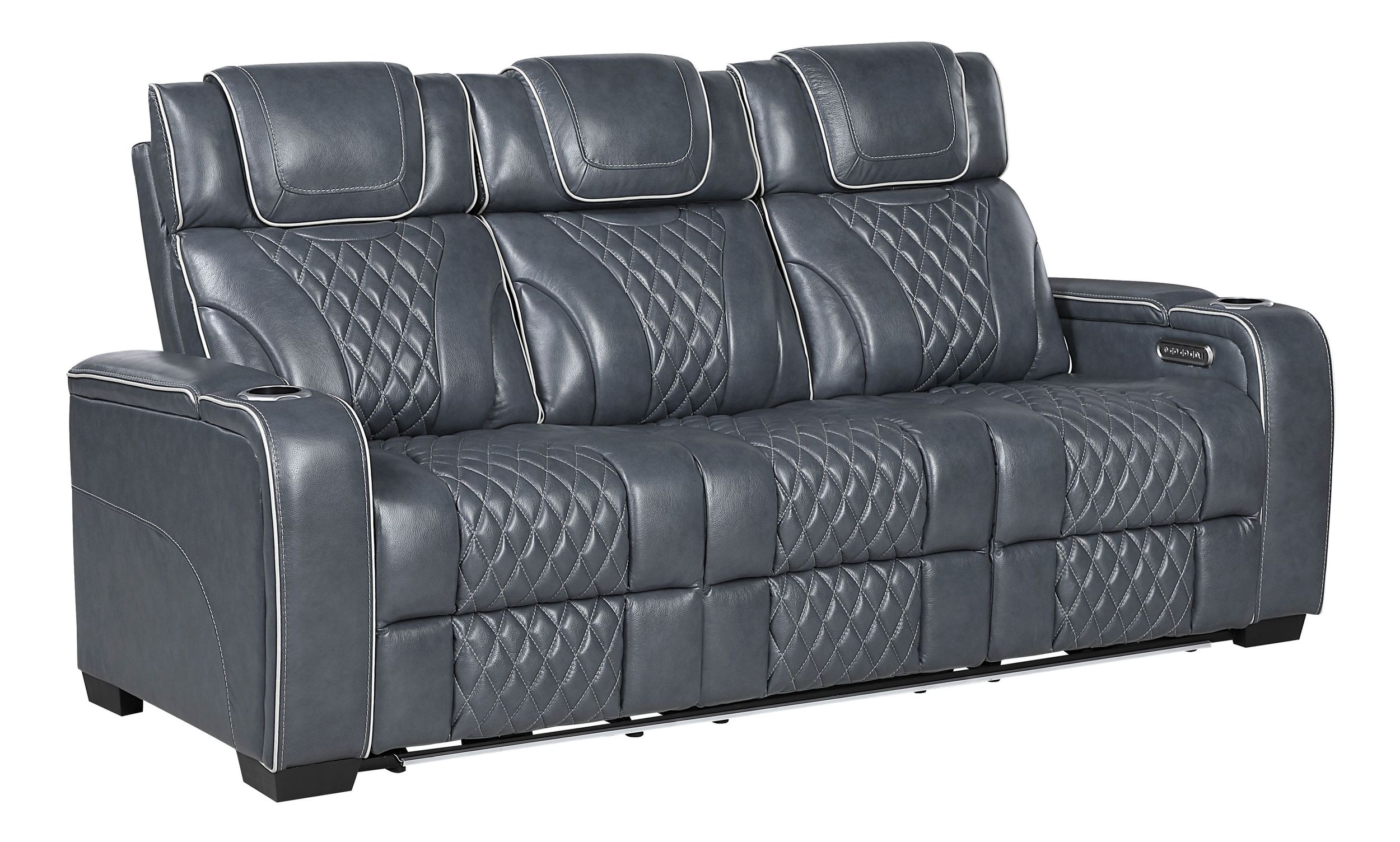 Apex Leather Power Double Reclining Sofa with LED Lighting
