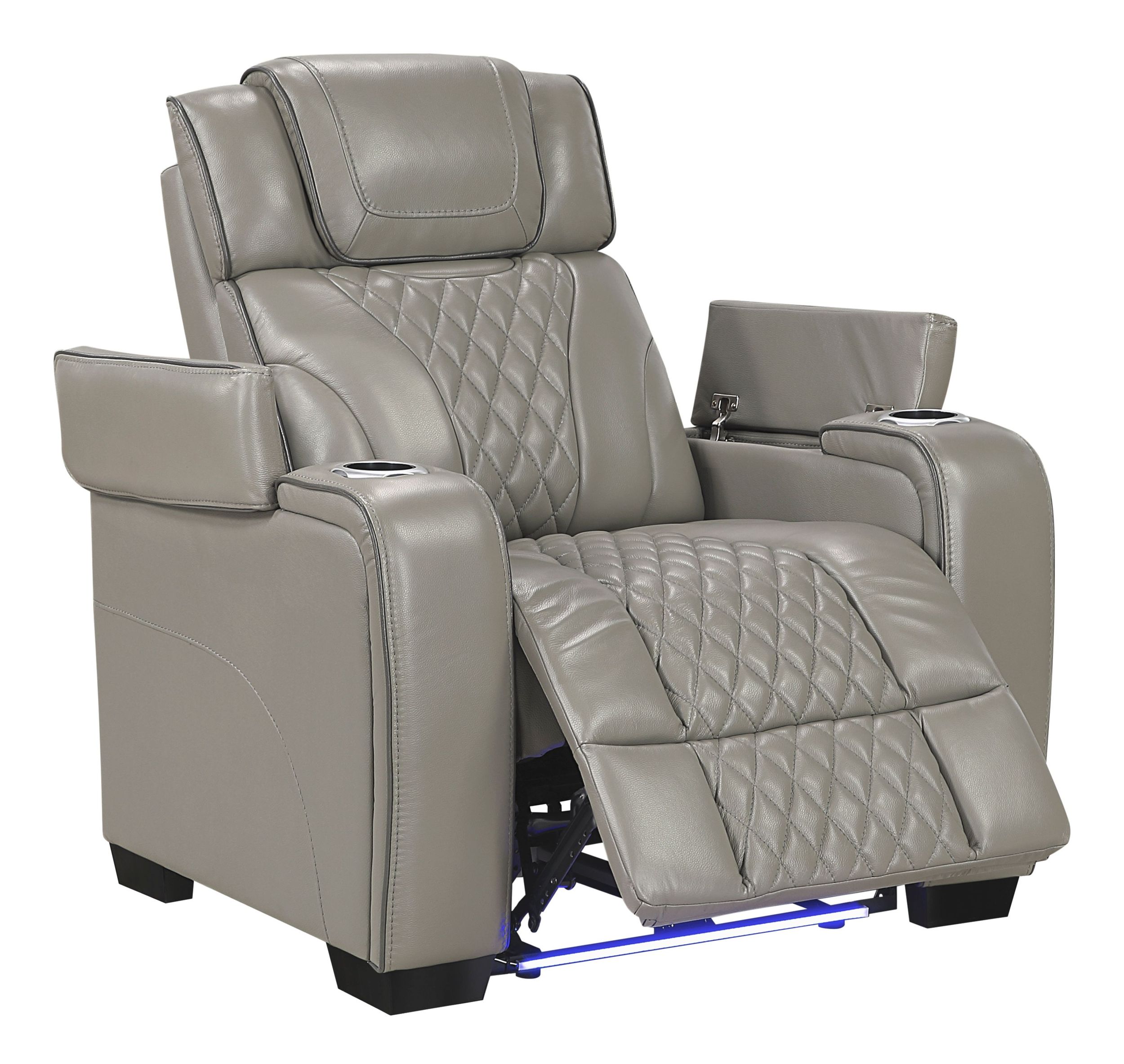 Apex Leather Power Double Reclining Living Room Set with LED Lighting