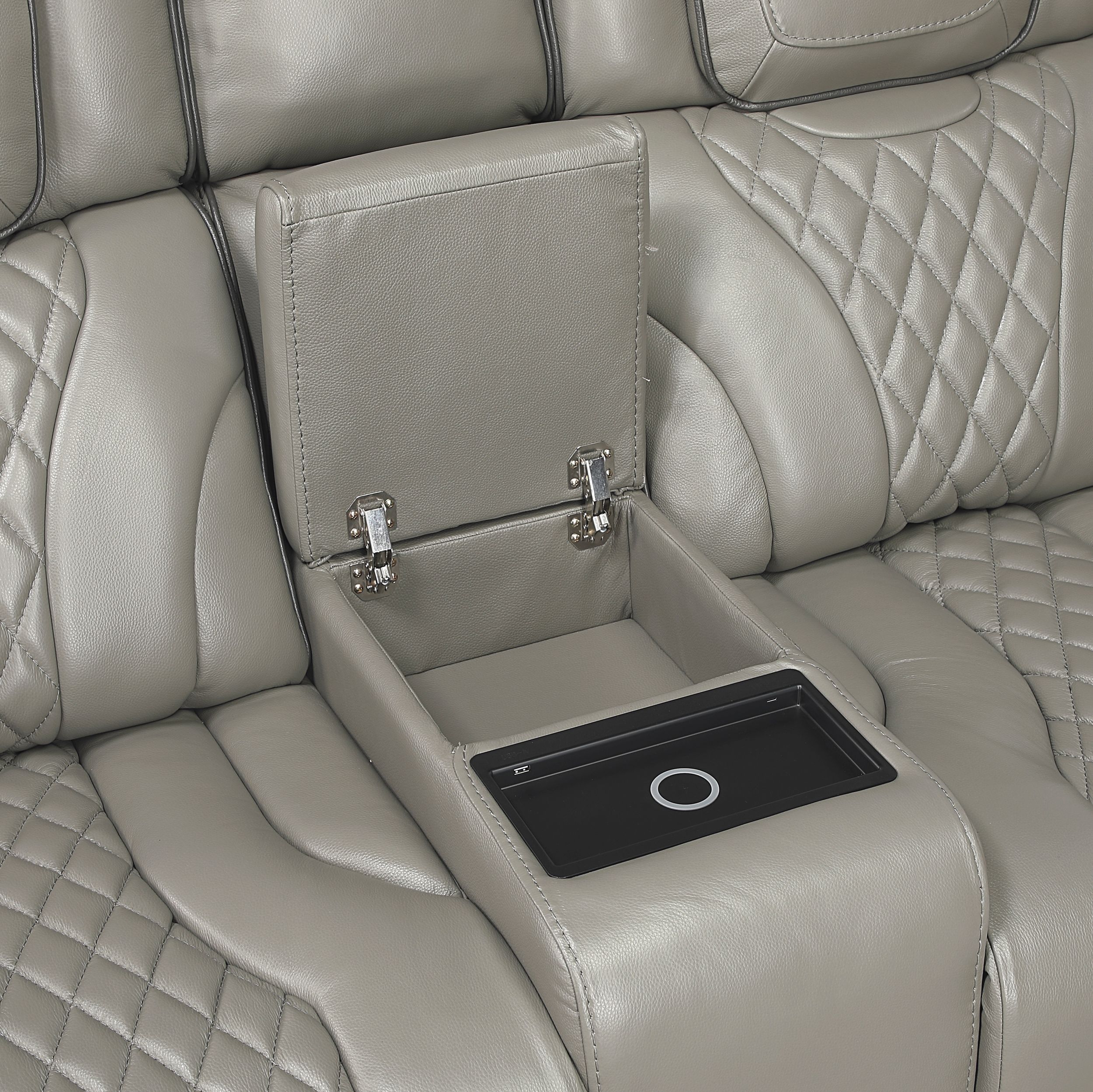 Apex Leather Power Double Reclining Loveseat with LED Lighting