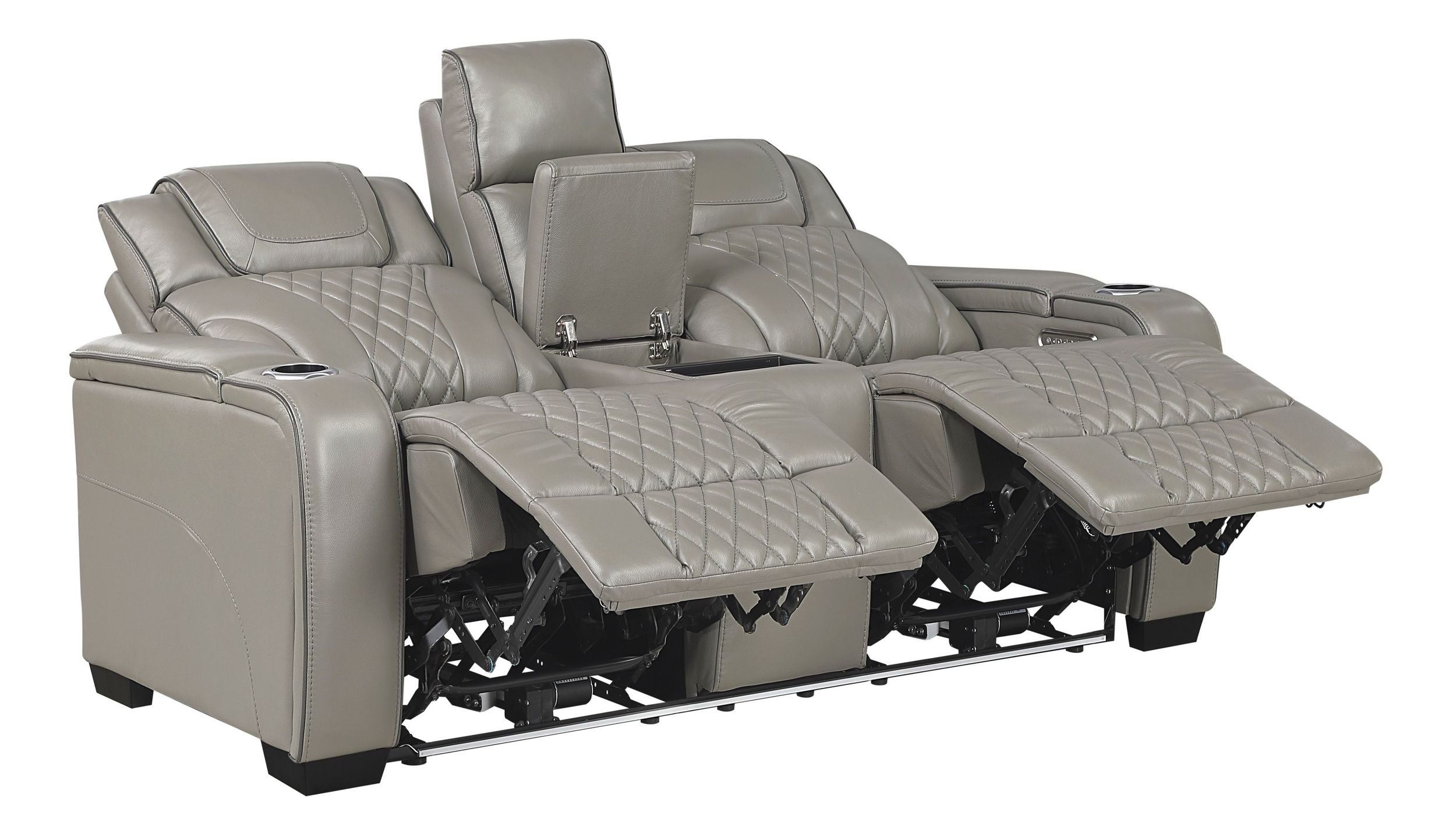 Apex Leather Power Double Reclining Loveseat with LED Lighting