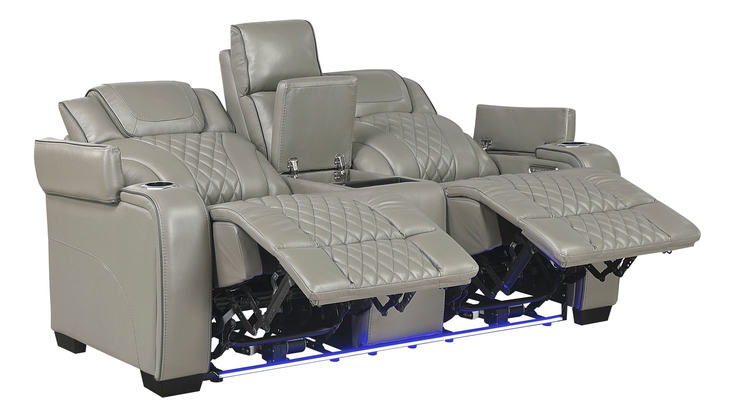 Apex Leather Power Double Reclining Loveseat with LED Lighting