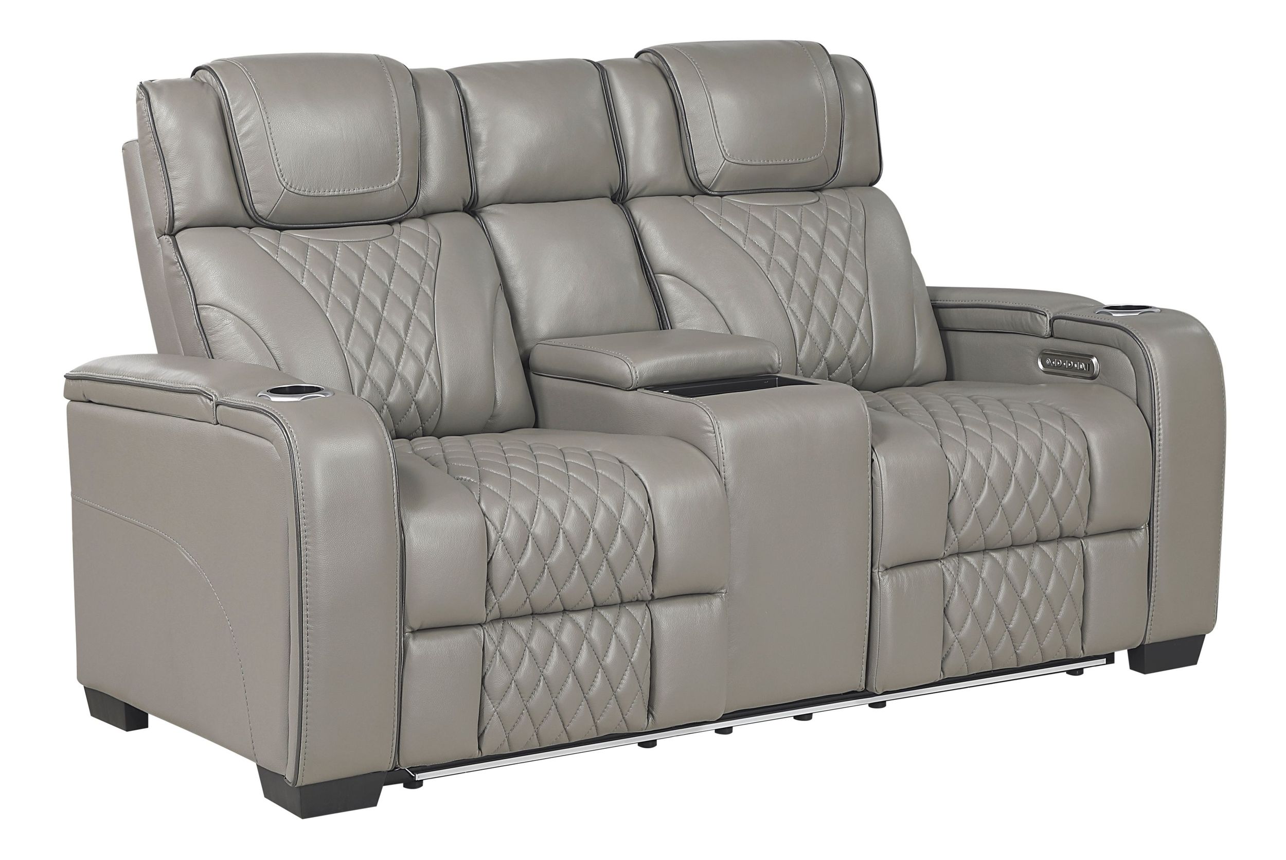 Apex Leather Power Double Reclining Loveseat with LED Lighting