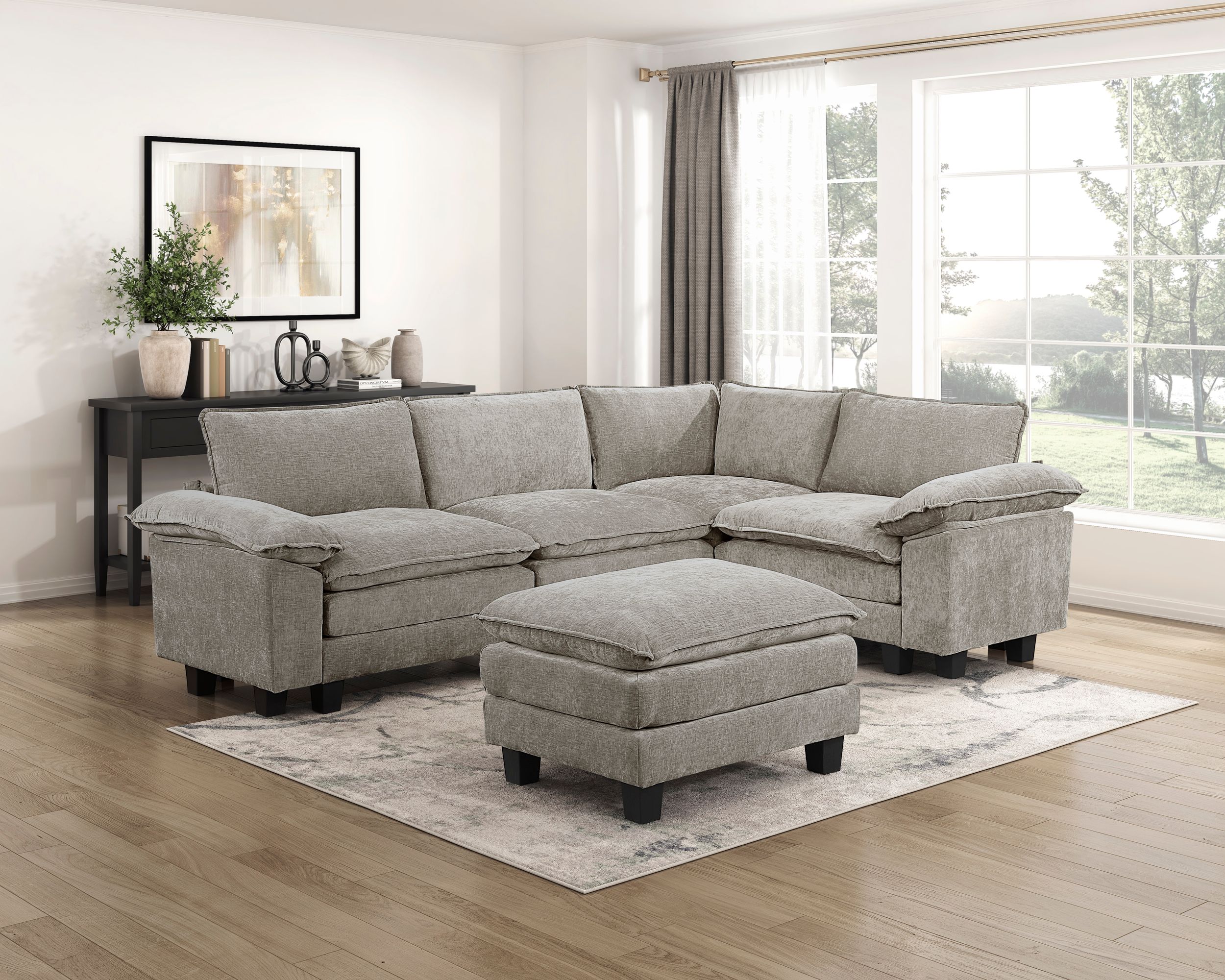 Dublin U-Shaped Chenille 5‑Piece Modular Sectional with Ottomans