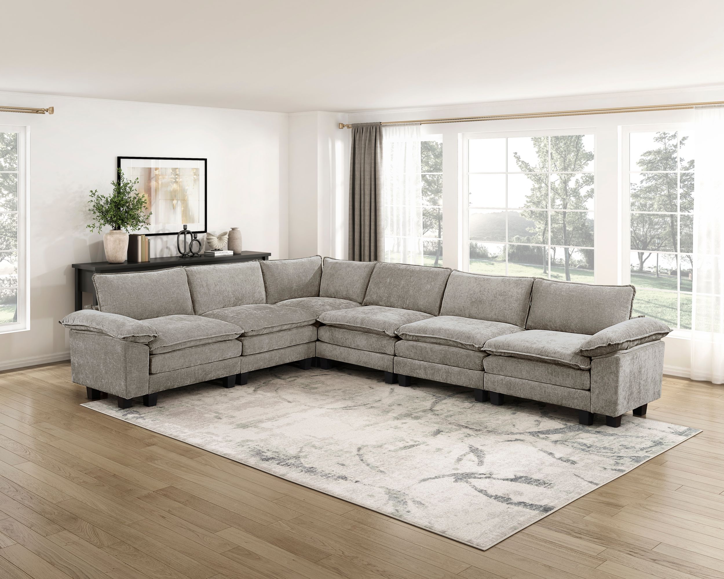 Dublin L-Shaped Chenille 5‑Piece Modular Sectional