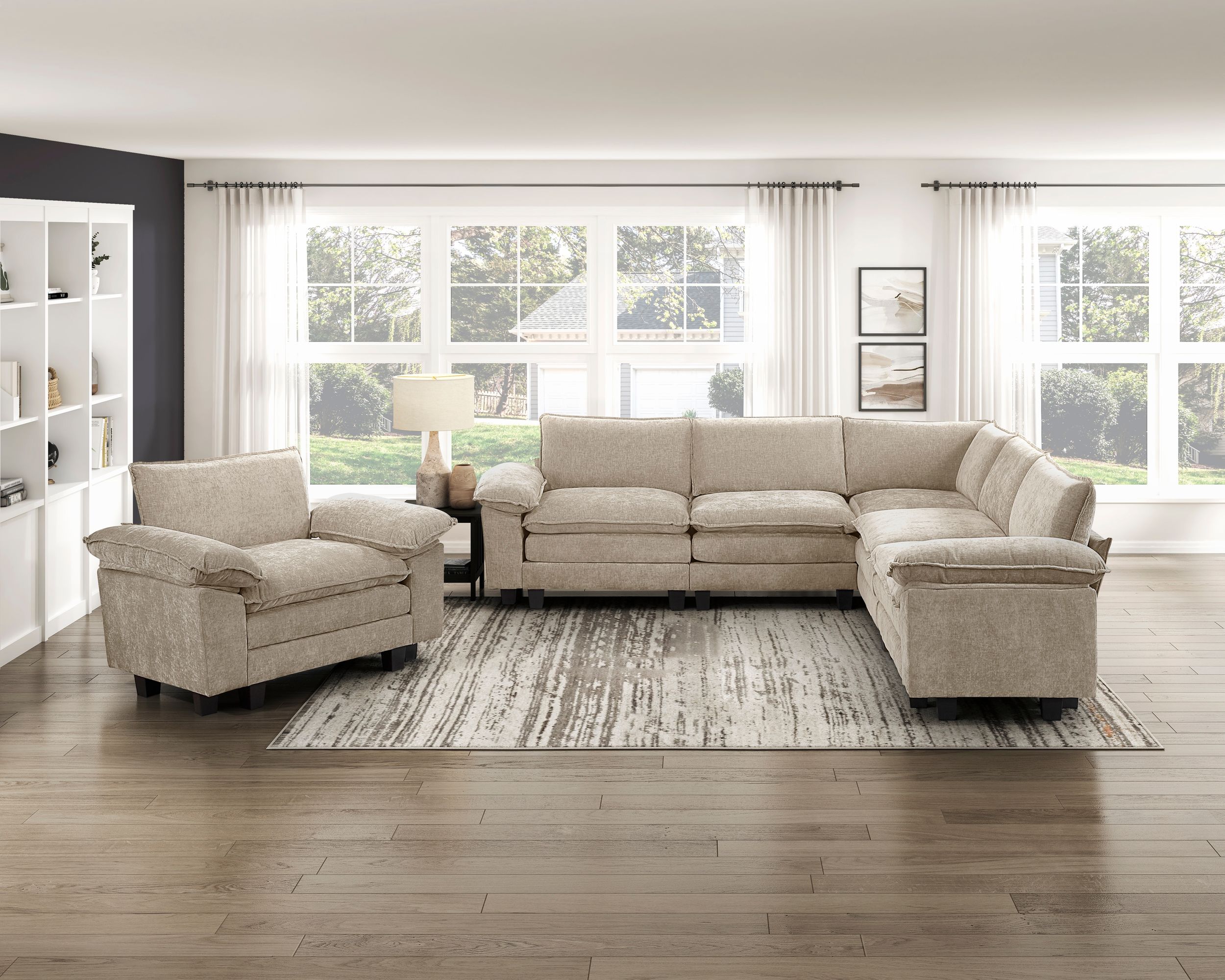 Dublin L-Shaped Chenille 5‑Piece Modular Sectional