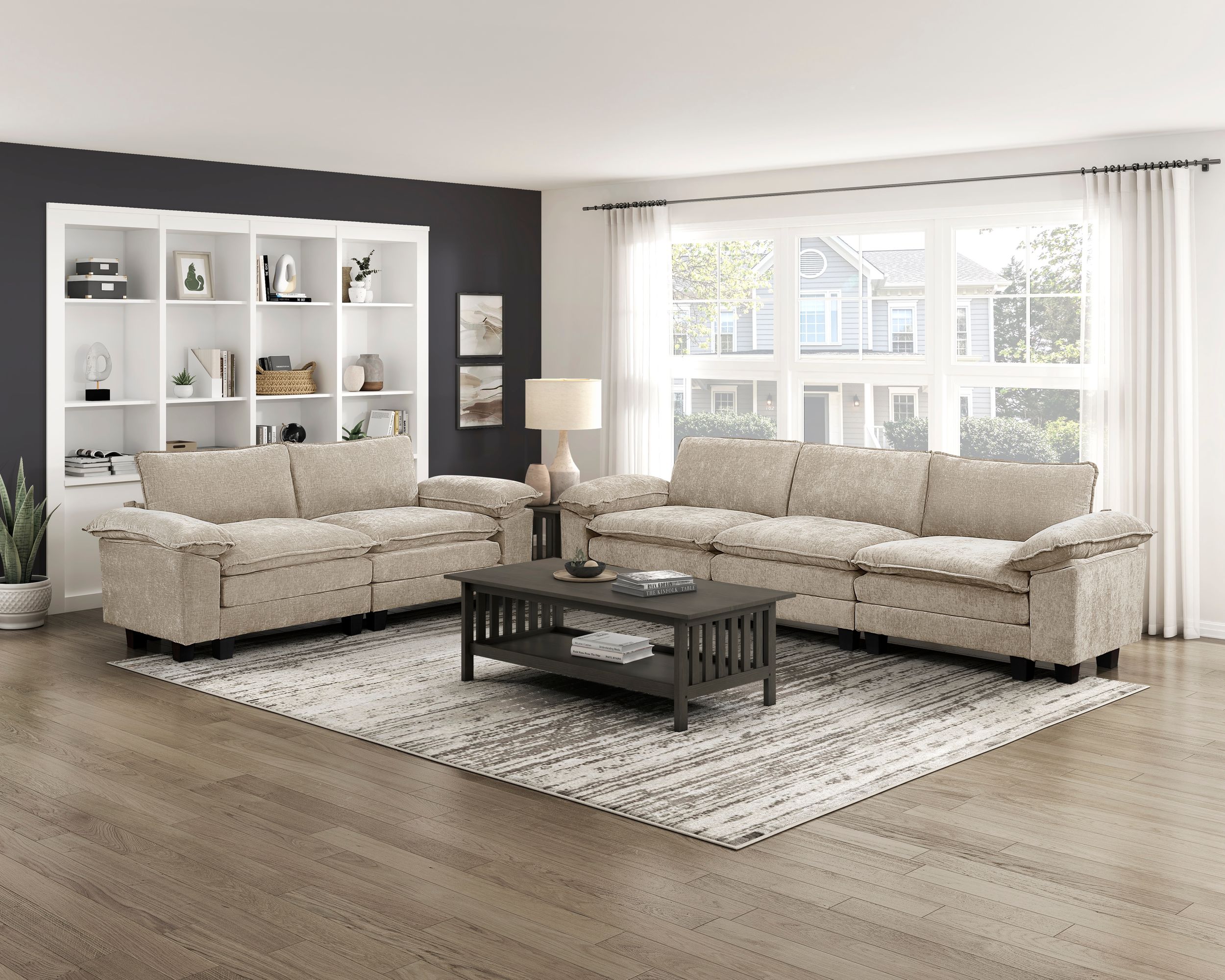 Dublin L-Shaped Chenille 5‑Piece Modular Sectional