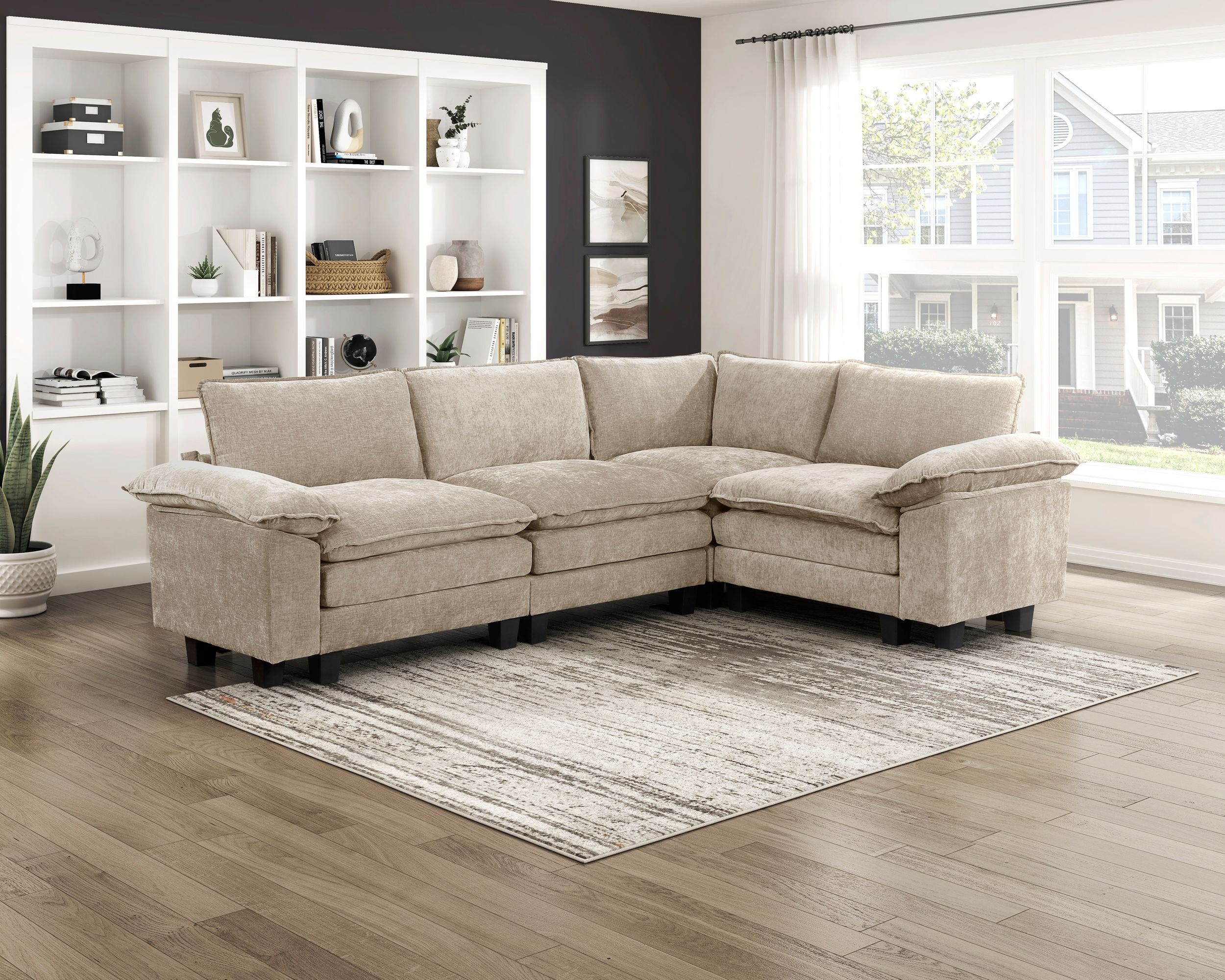 Dublin L-Shaped Chenille 5‑Piece Modular Sectional