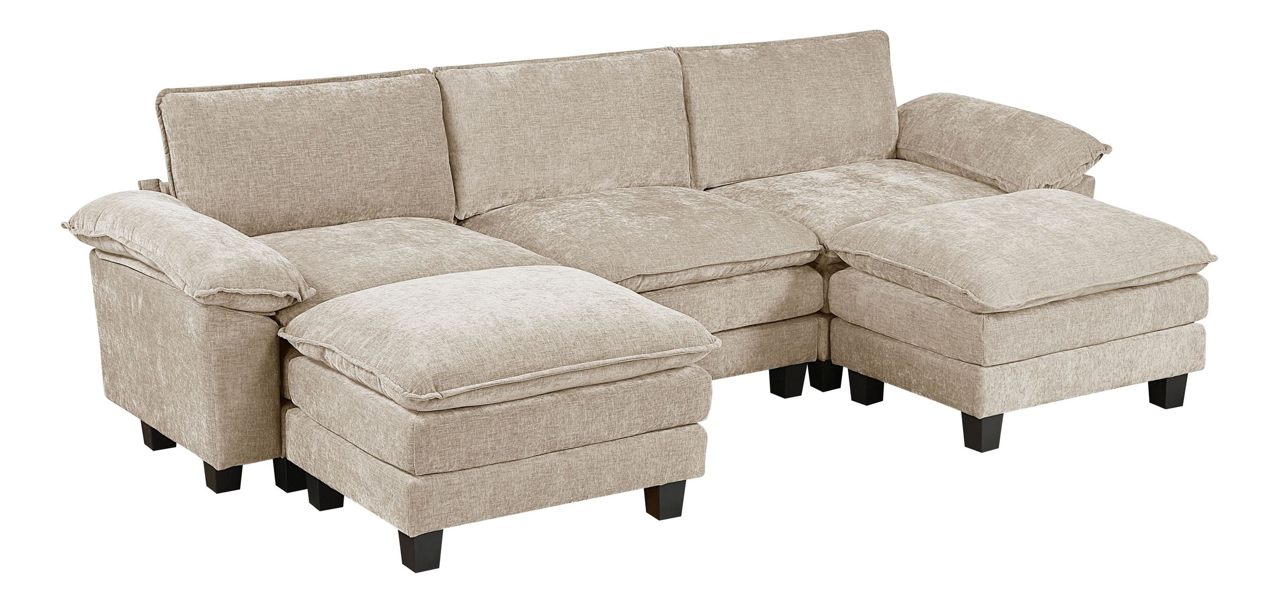 Dublin U-Shaped Chenille 5‑Piece Modular Sectional with Ottomans