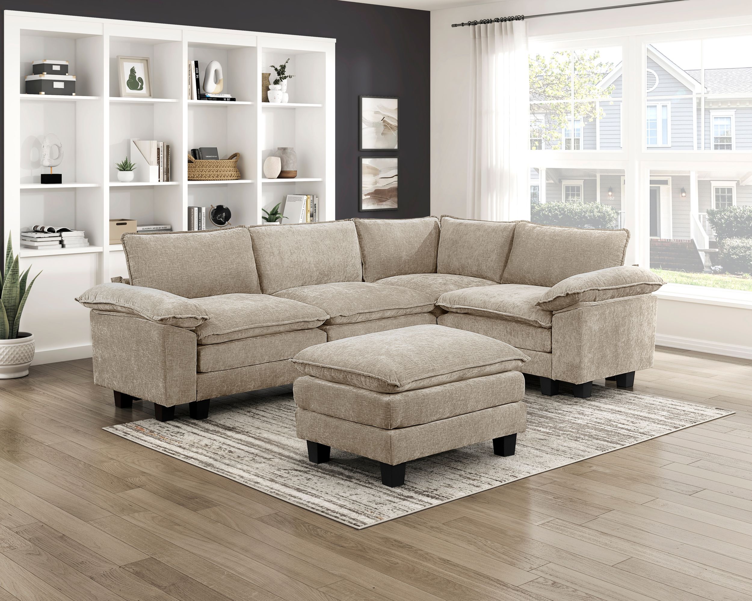 Dublin L-Shaped Chenille 5‑Piece Modular Sectional
