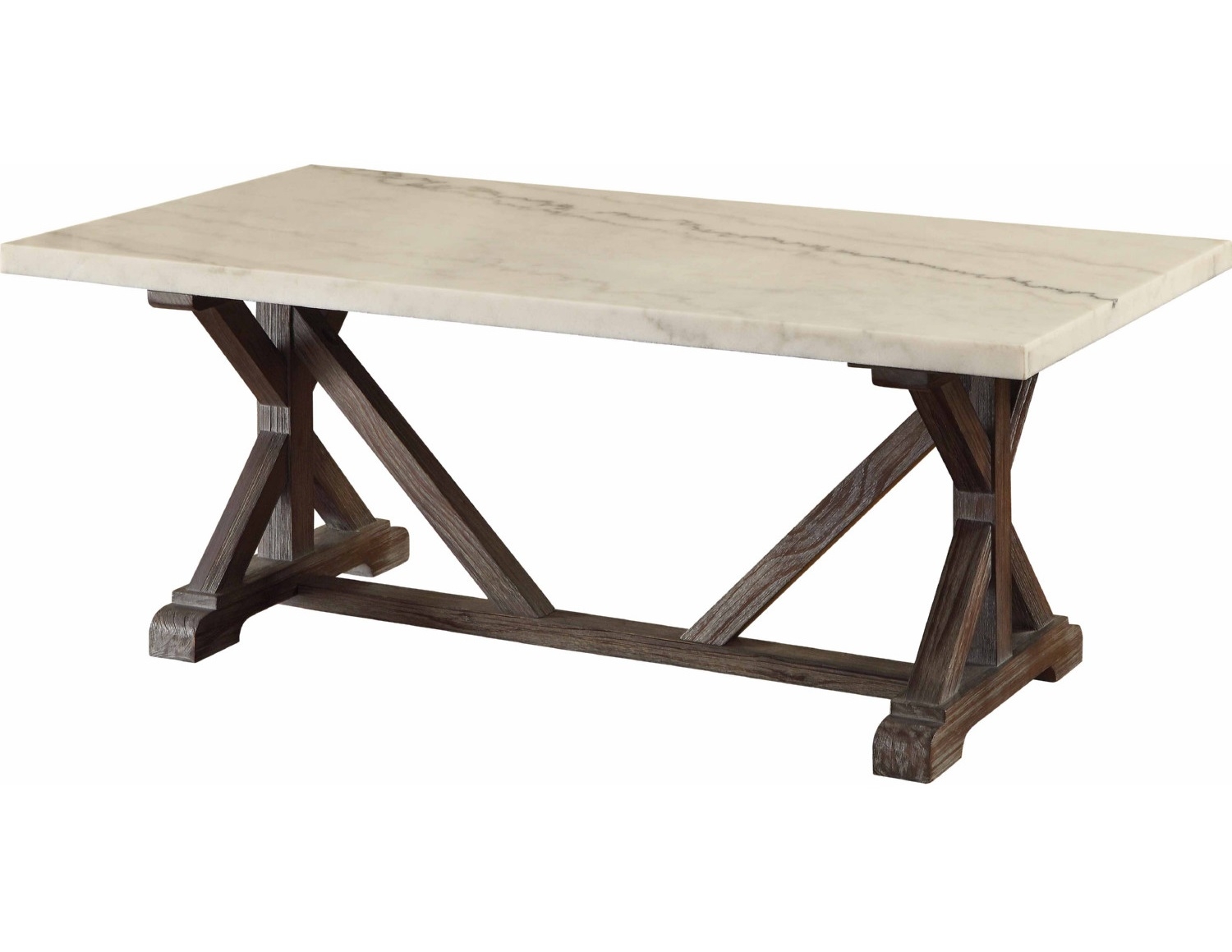 Romina Marble/Wood Rectangular Coffee Table Set