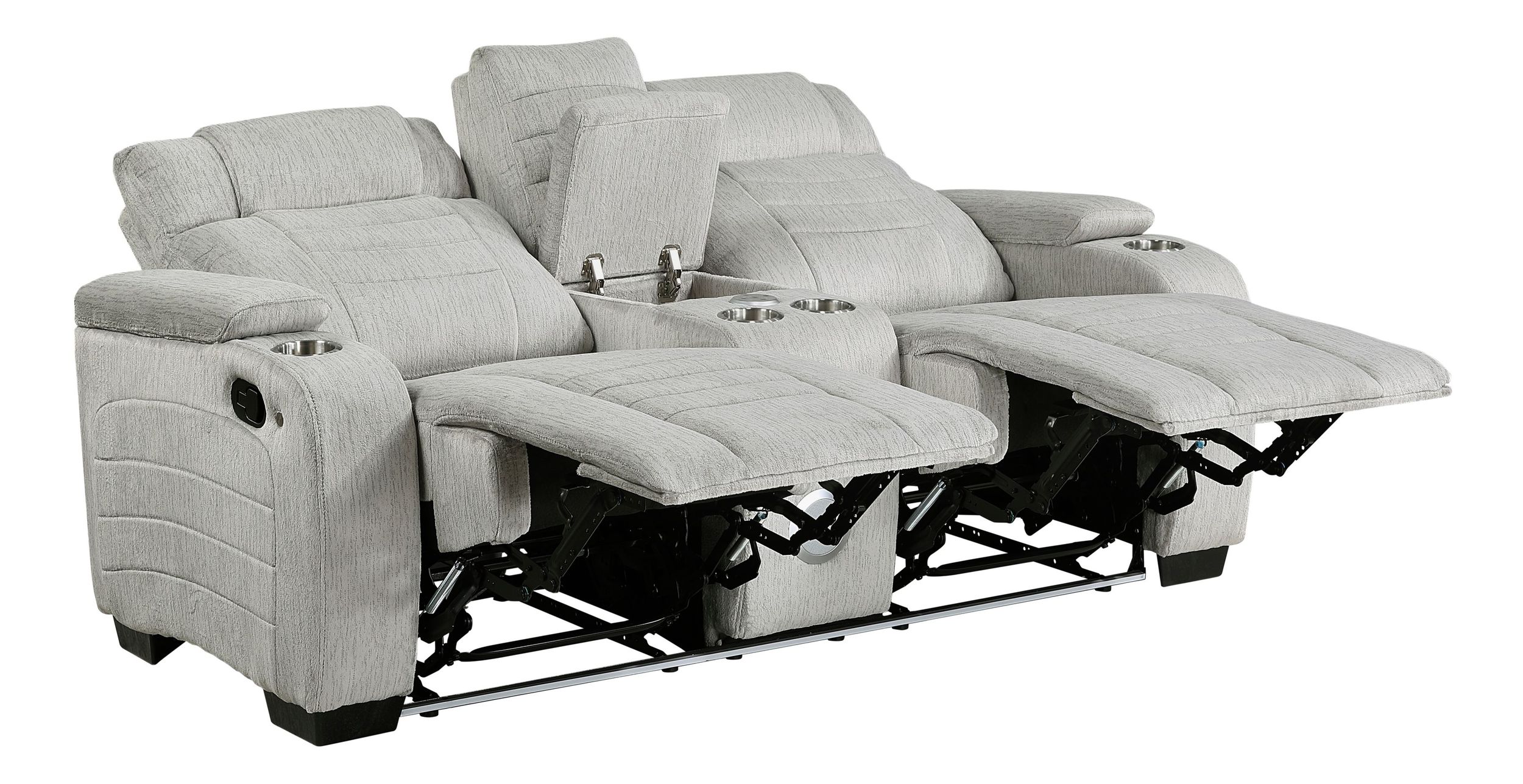 Ronan Microfiber Double Reclining Living Room Set with LED Lighting