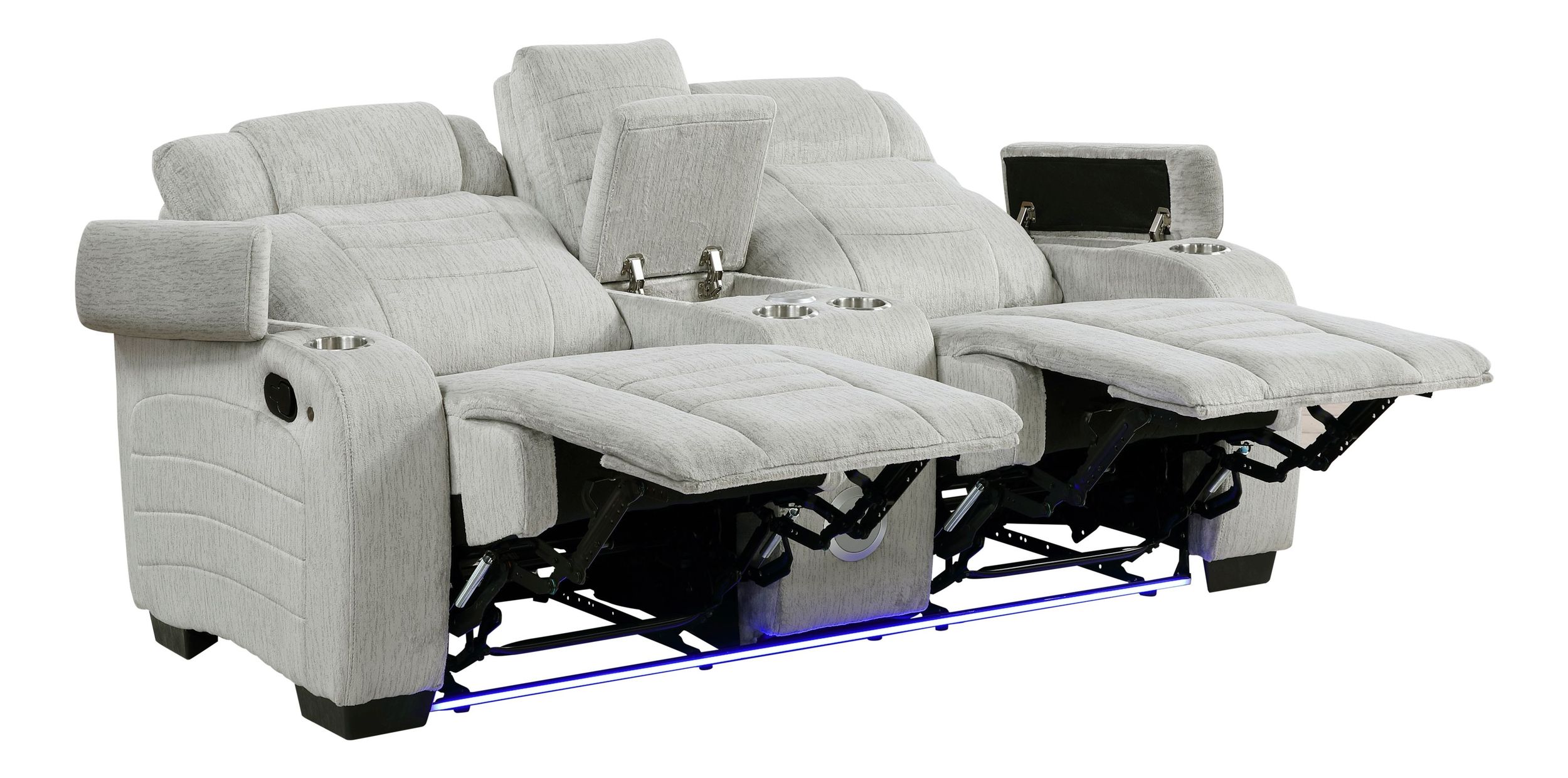 Ronan Microfiber Double Reclining Living Room Set with LED Lighting
