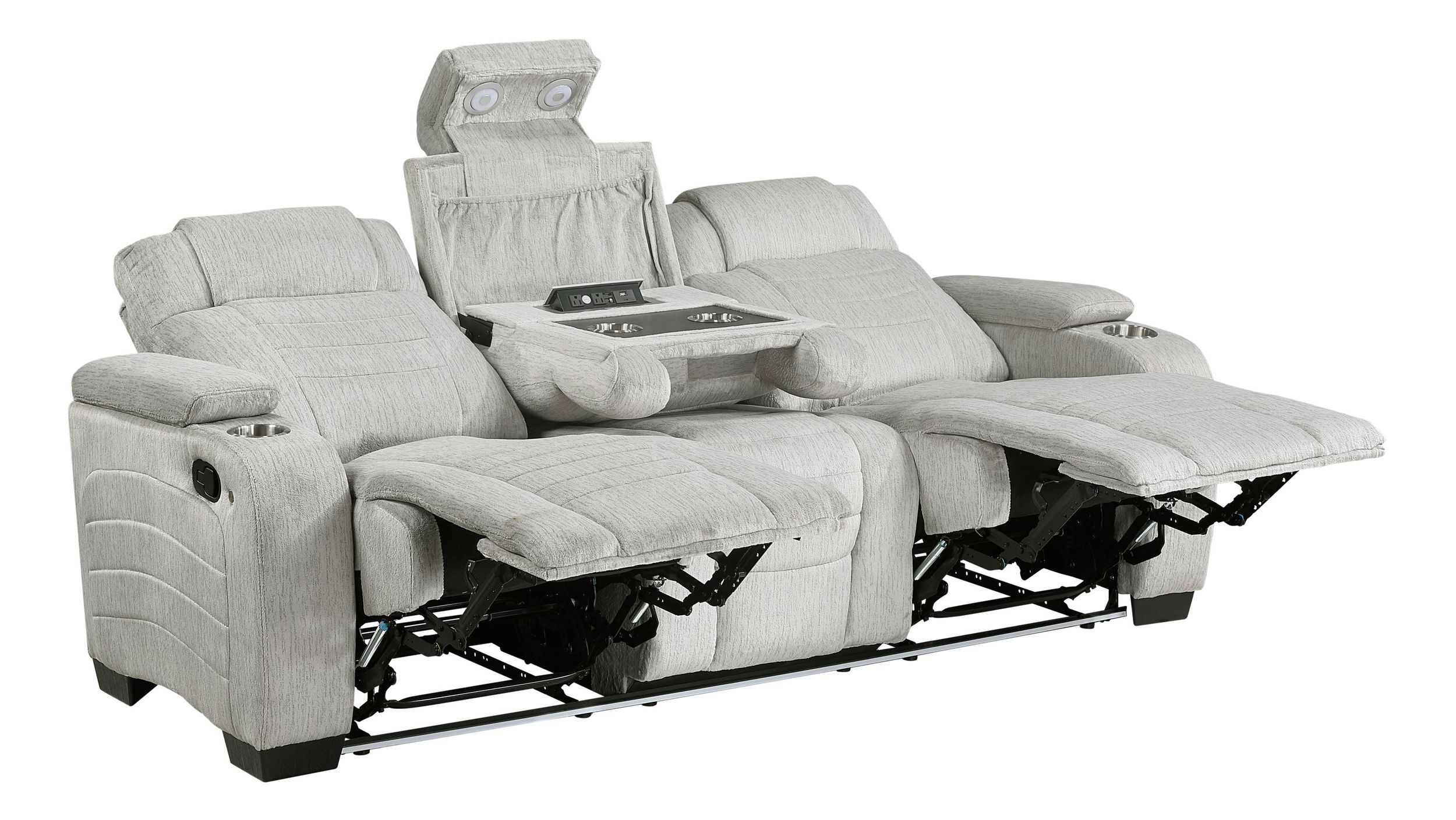 Ronan Microfiber Double Reclining Sofa with LED Lighting