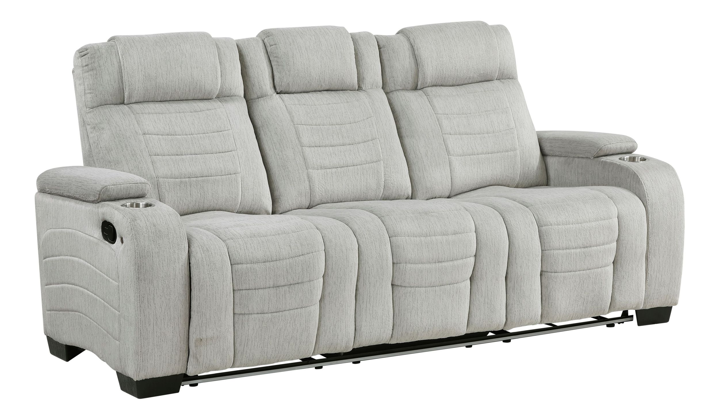 Ronan Microfiber Double Reclining Sofa with LED Lighting