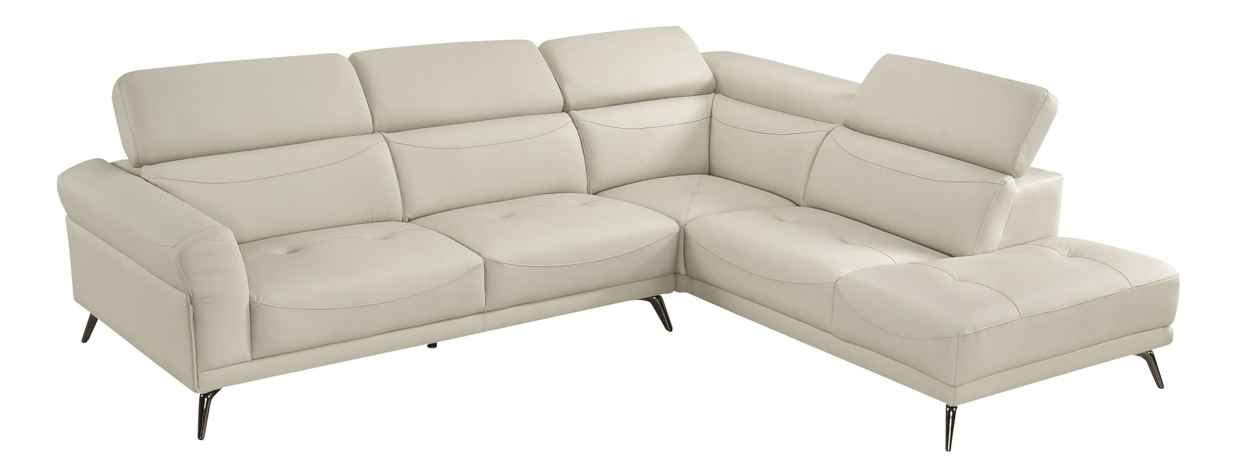 Giselle L-Shaped Leather 2‑Piece Sectional with Right Side Chaise