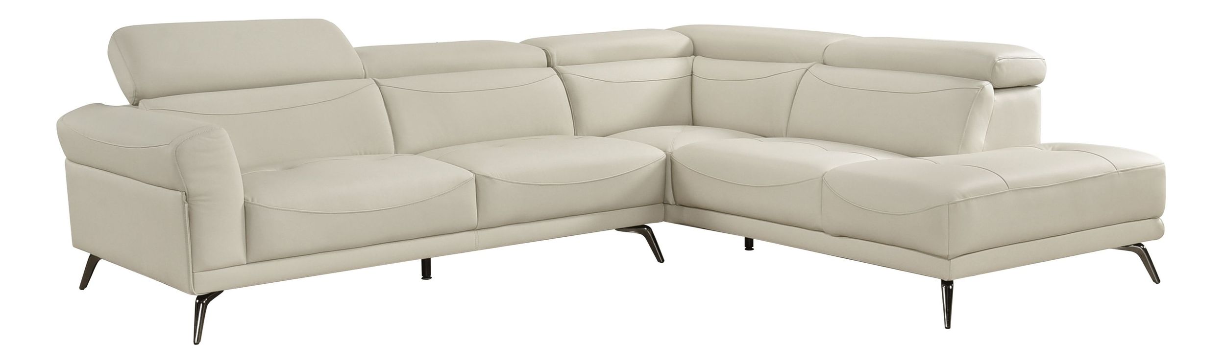 Giselle L-Shaped Leather 2‑Piece Sectional with Right Side Chaise