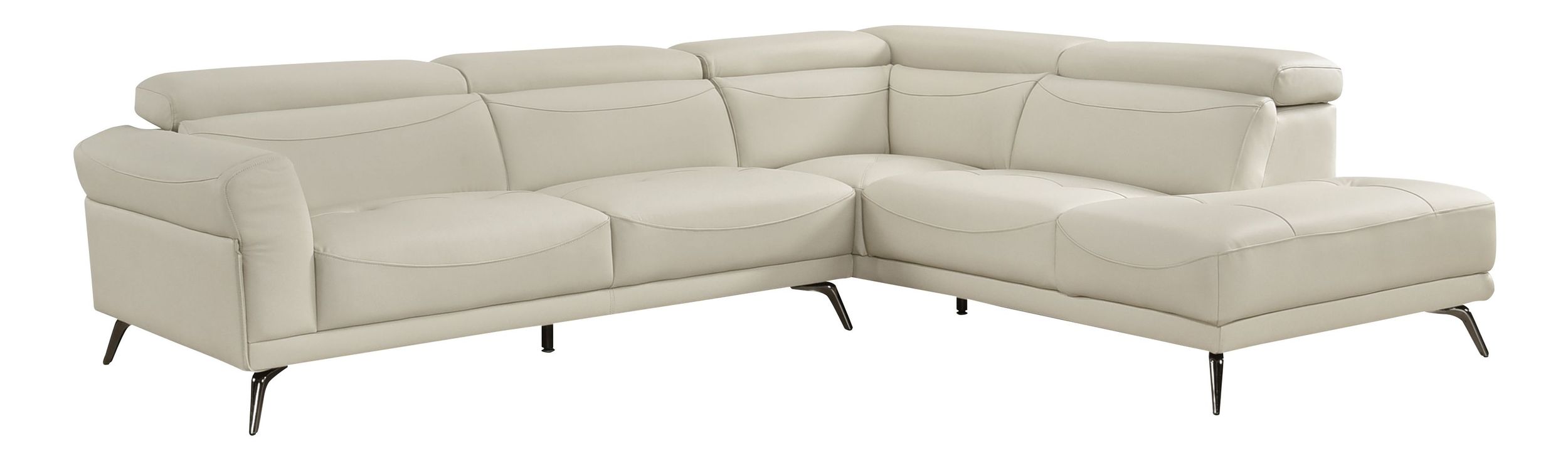 Giselle L-Shaped Leather 2‑Piece Sectional with Right Side Chaise