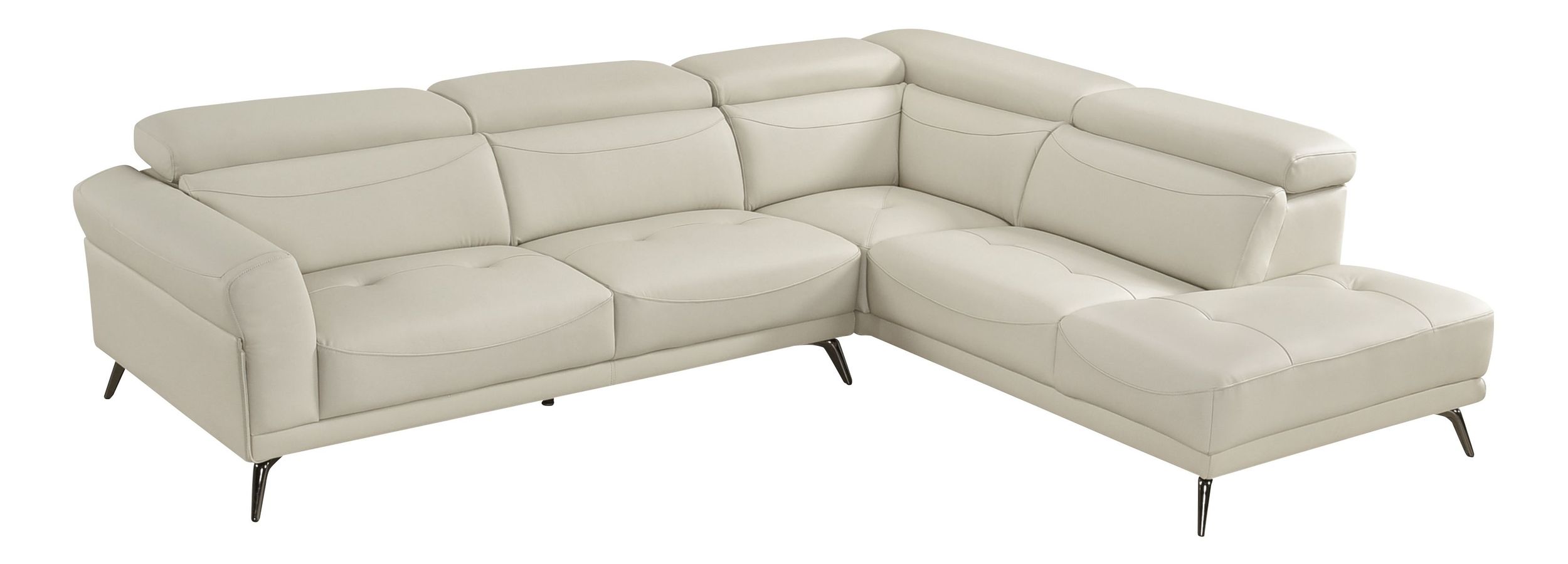 Giselle L-Shaped Leather 2‑Piece Sectional with Right Side Chaise