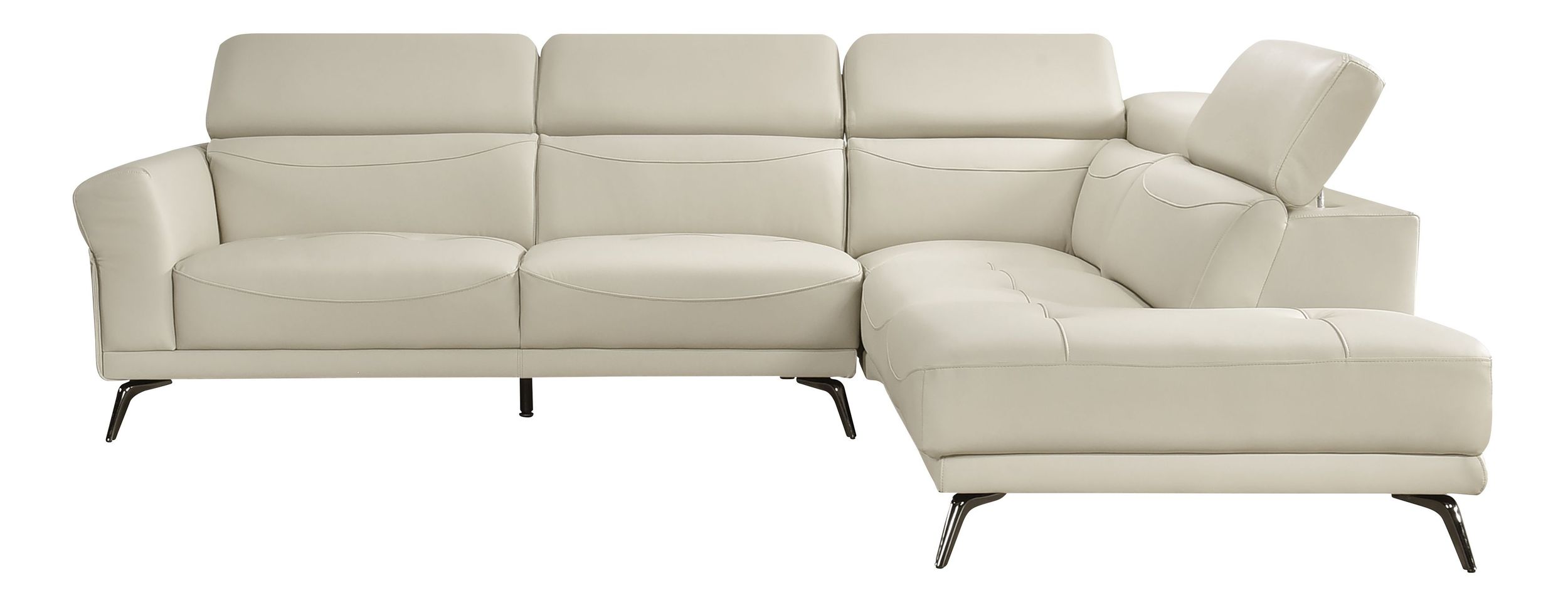 Giselle L-Shaped Leather 2‑Piece Sectional with Right Side Chaise