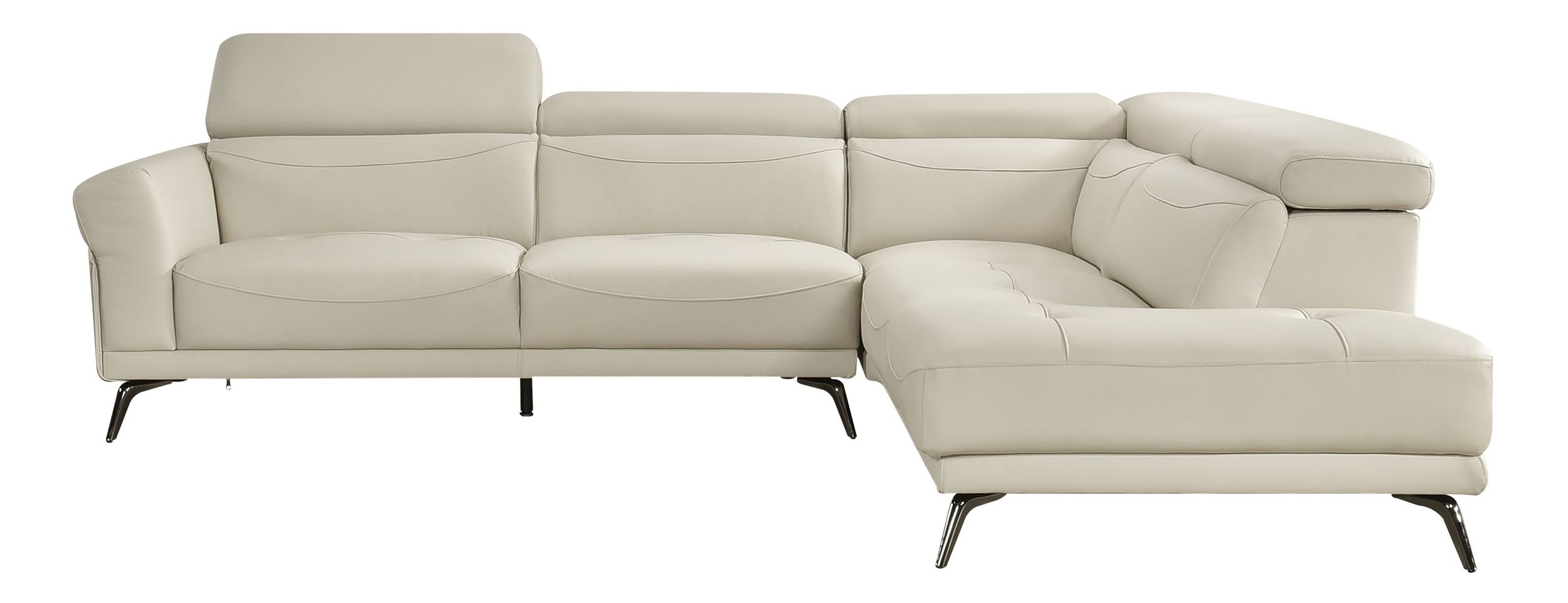 Giselle L-Shaped Leather 2‑Piece Sectional with Right Side Chaise