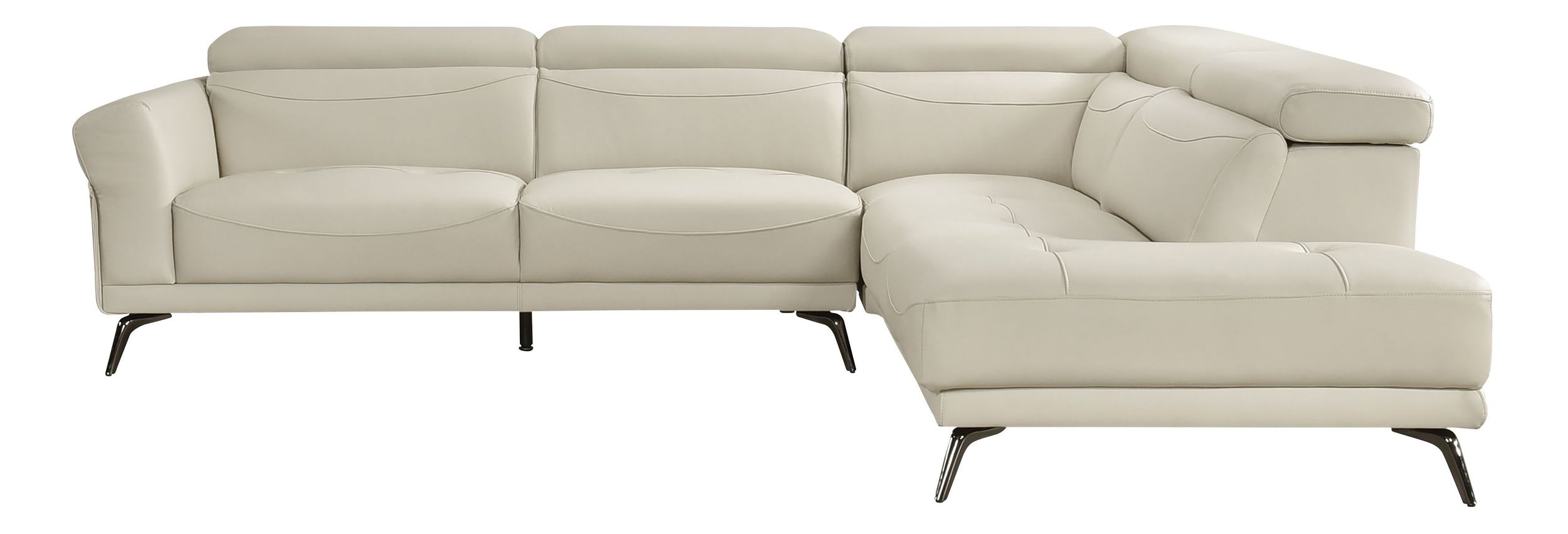Giselle L-Shaped Leather 2‑Piece Sectional with Right Side Chaise