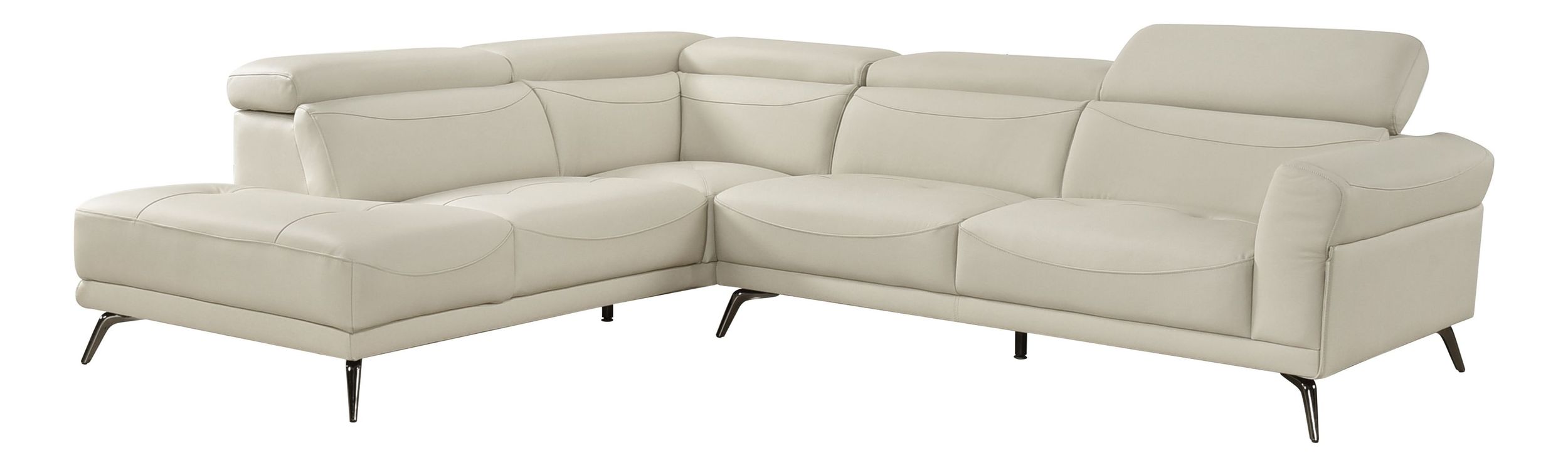 Giselle L-Shaped Leather 2‑Piece Sectional with Left Side Chaise