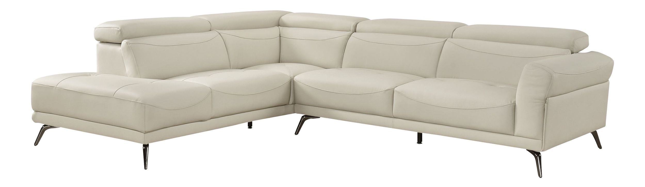 Giselle L-Shaped Leather 2‑Piece Sectional with Left Side Chaise