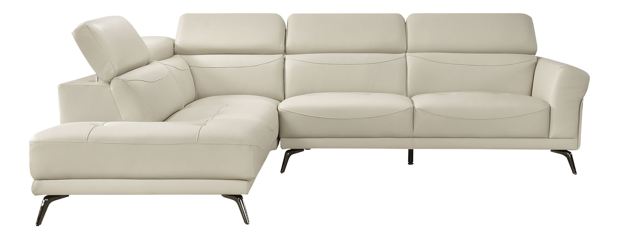 Giselle L-Shaped Leather 2‑Piece Sectional with Left Side Chaise