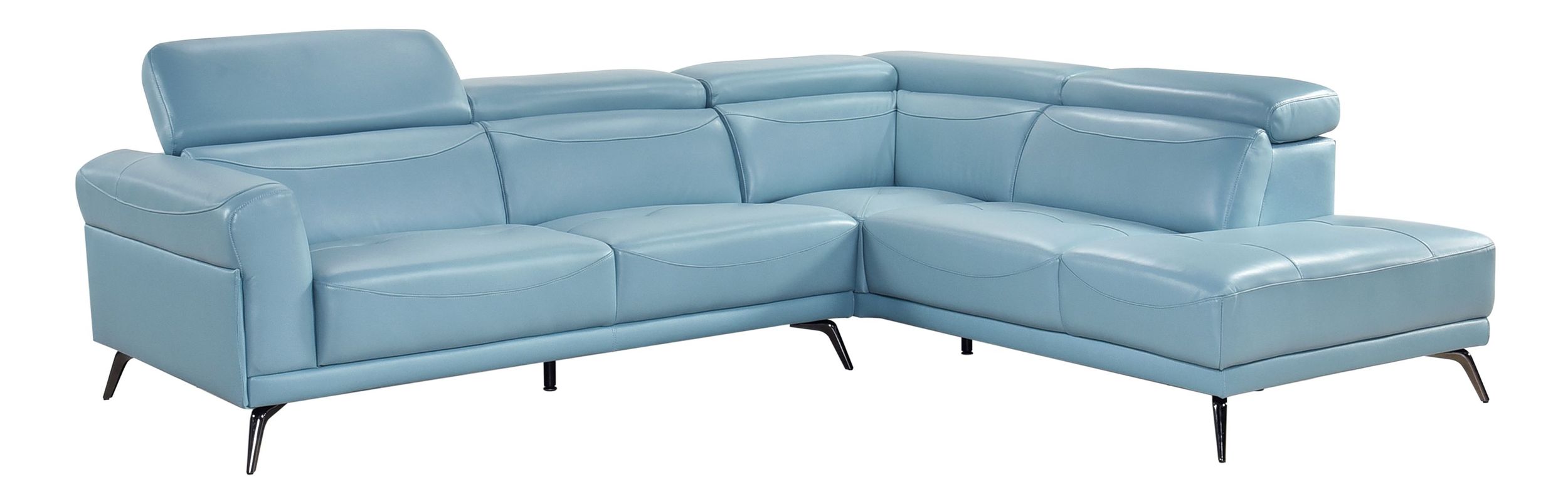 Giselle L-Shaped Leather 2‑Piece Sectional with Right Side Chaise