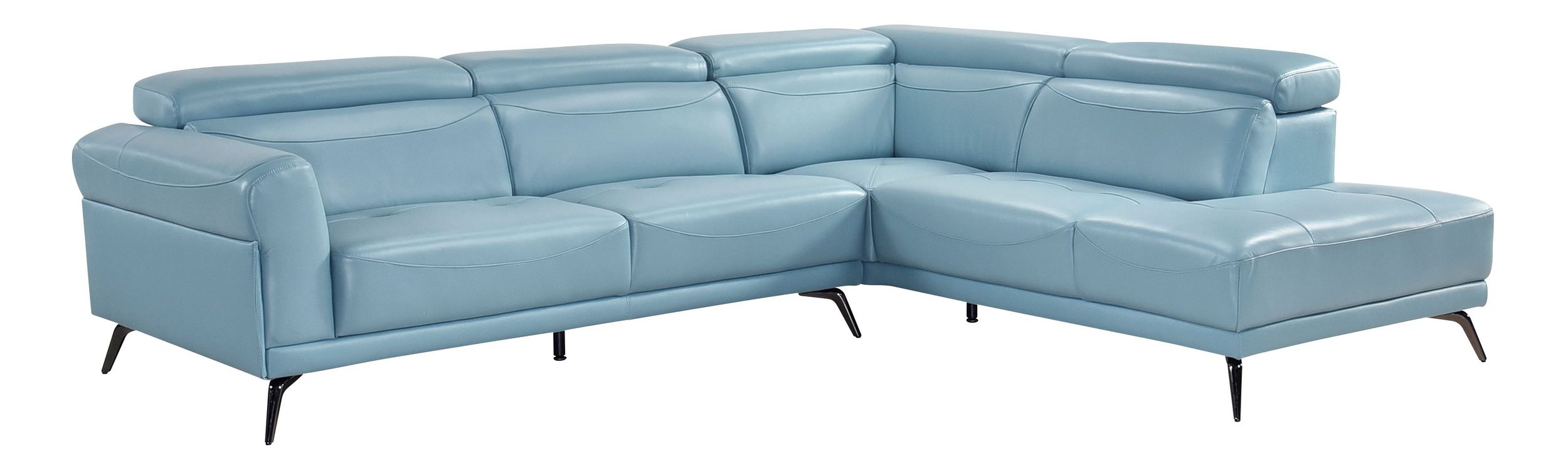 Giselle L-Shaped Leather 2‑Piece Sectional with Right Side Chaise