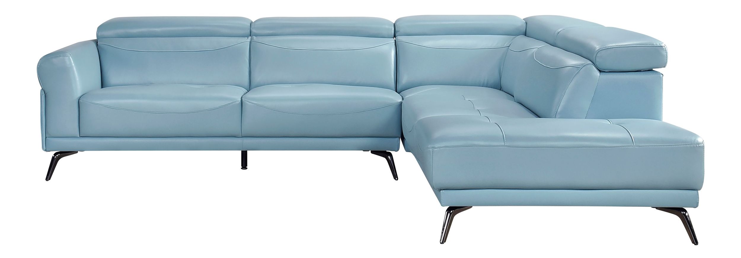 Giselle L-Shaped Leather 2‑Piece Sectional with Right Side Chaise