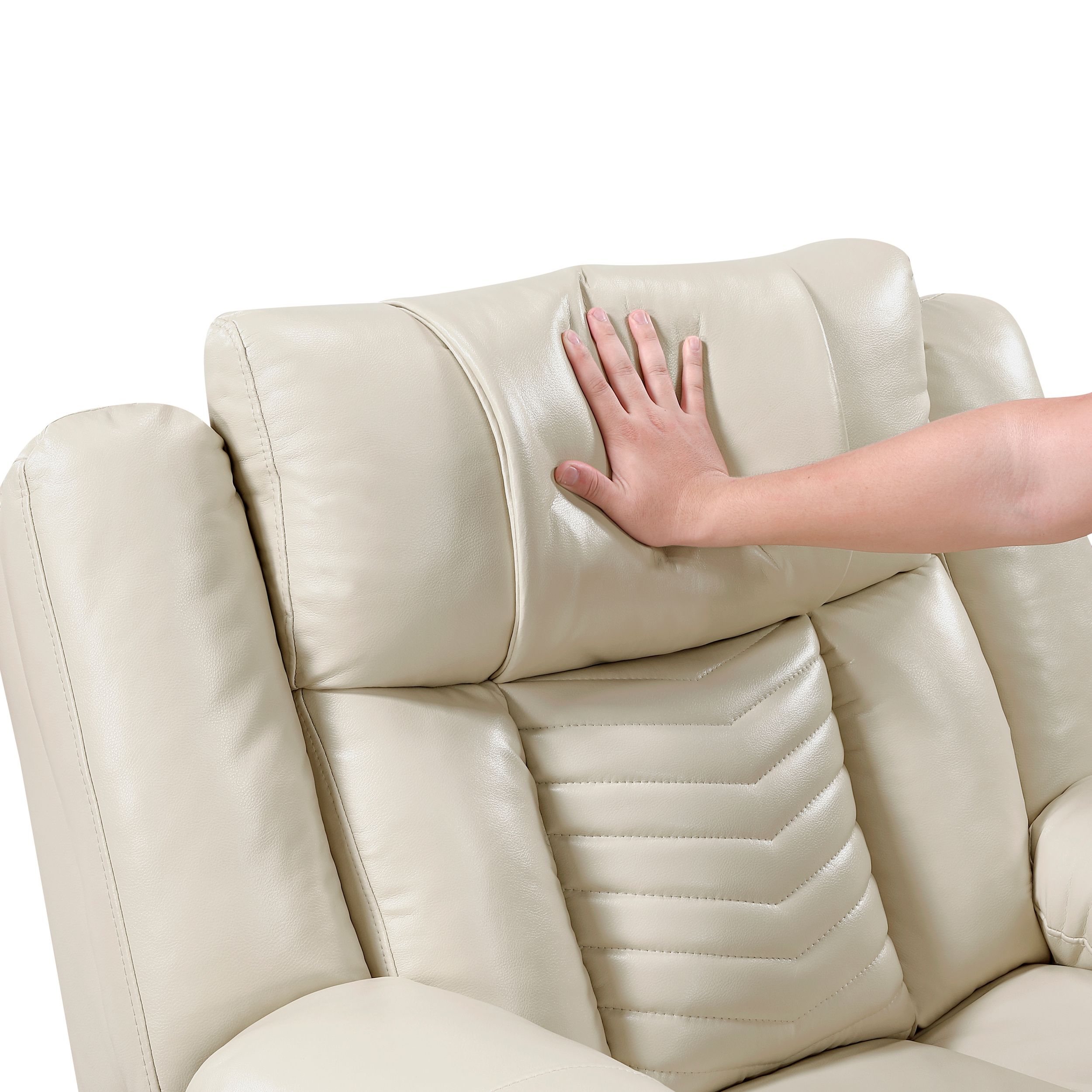 Huron Faux Leather Power Double Reclining Sofa with LED Lighting