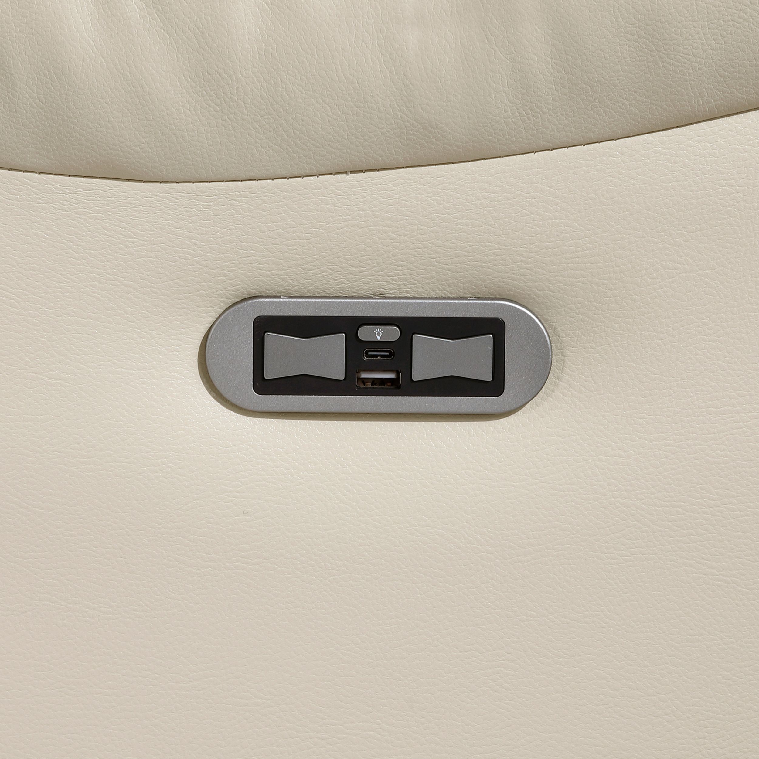 Huron Faux Leather Power Double Reclining Sofa with LED Lighting