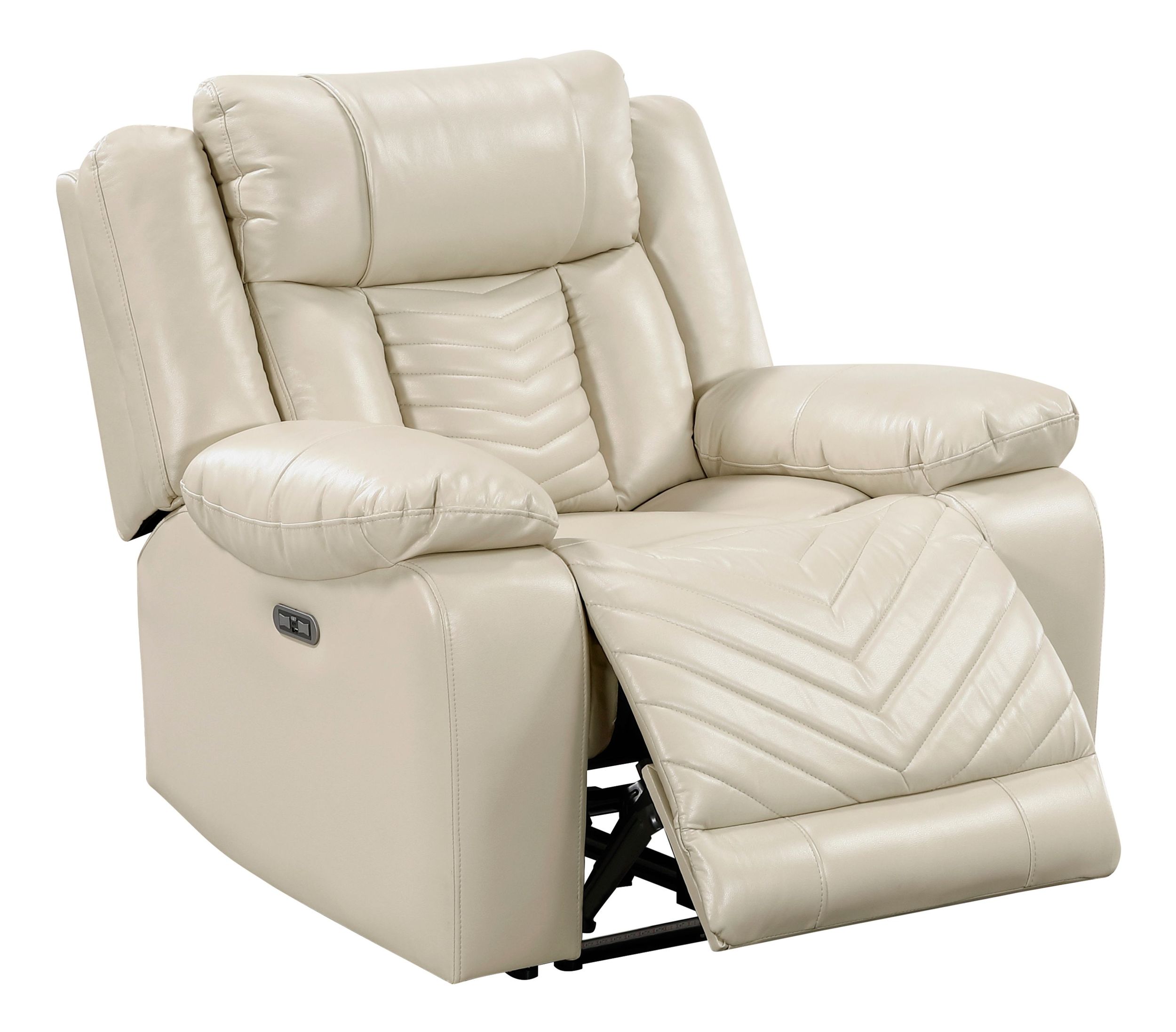 Huron Faux Leather Power Double Reclining Living Room Set with LED Lighting