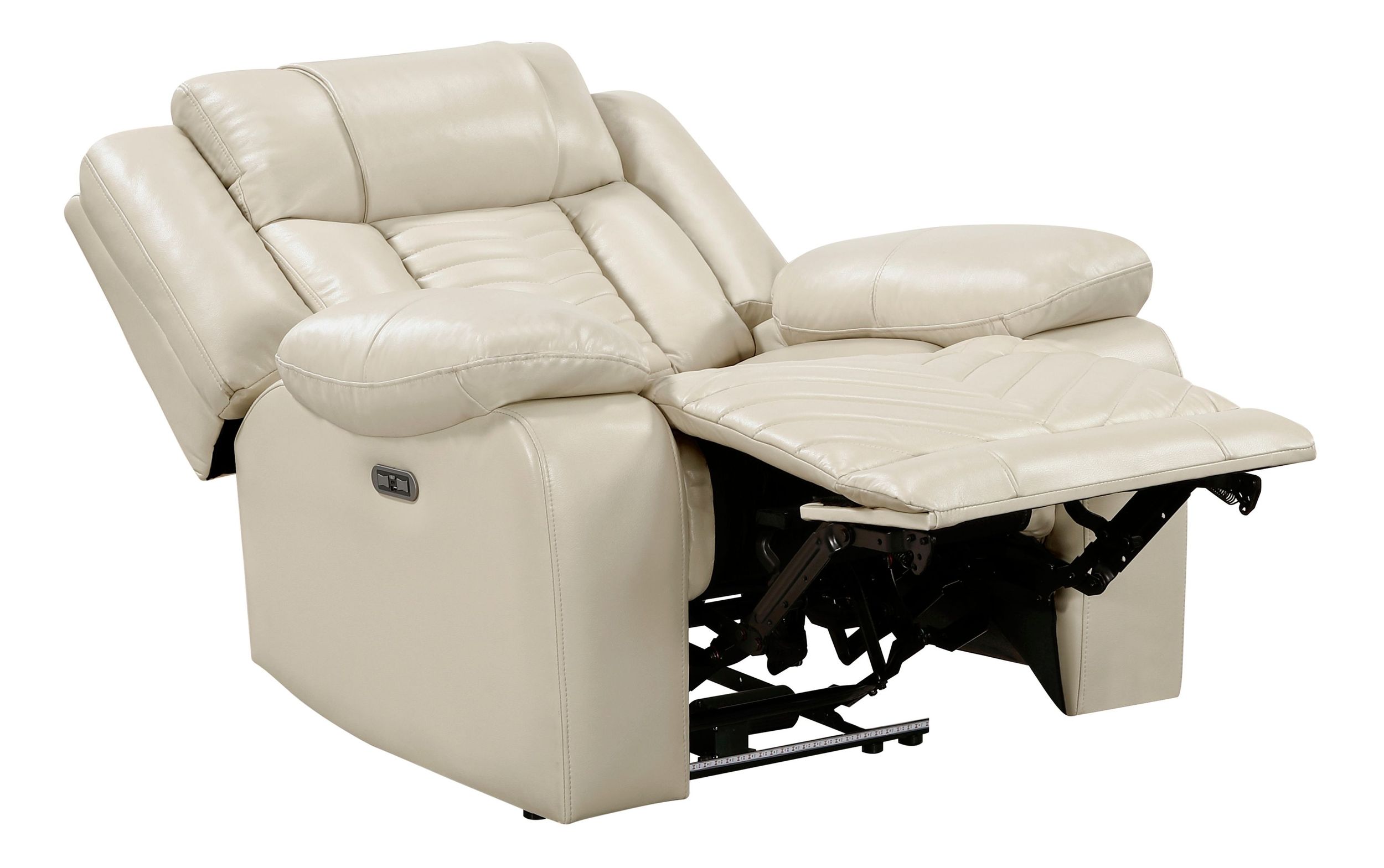 Huron Faux Leather Power Double Reclining Living Room Set with LED Lighting