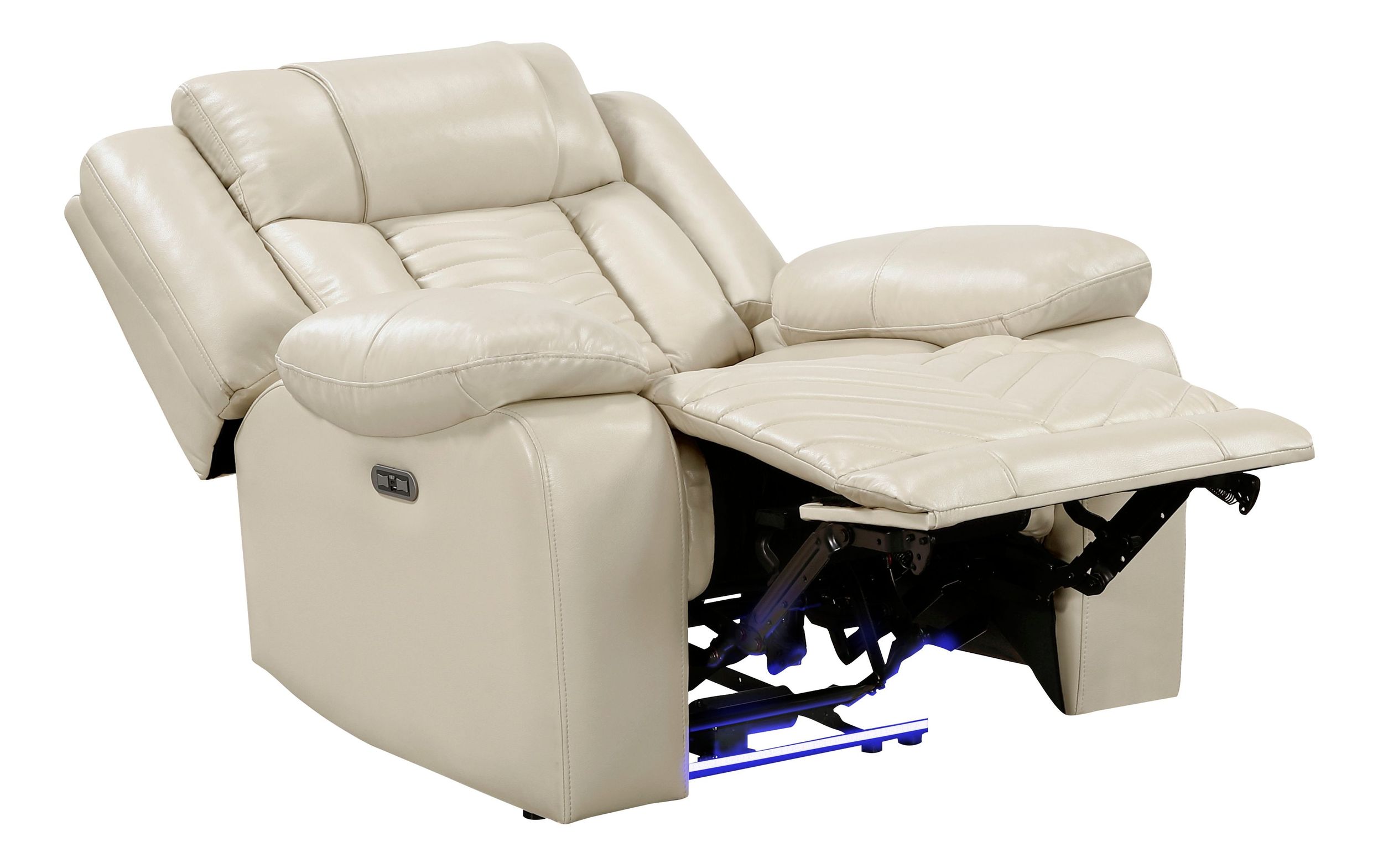 Huron Faux Leather Power Double Reclining Living Room Set with LED Lighting