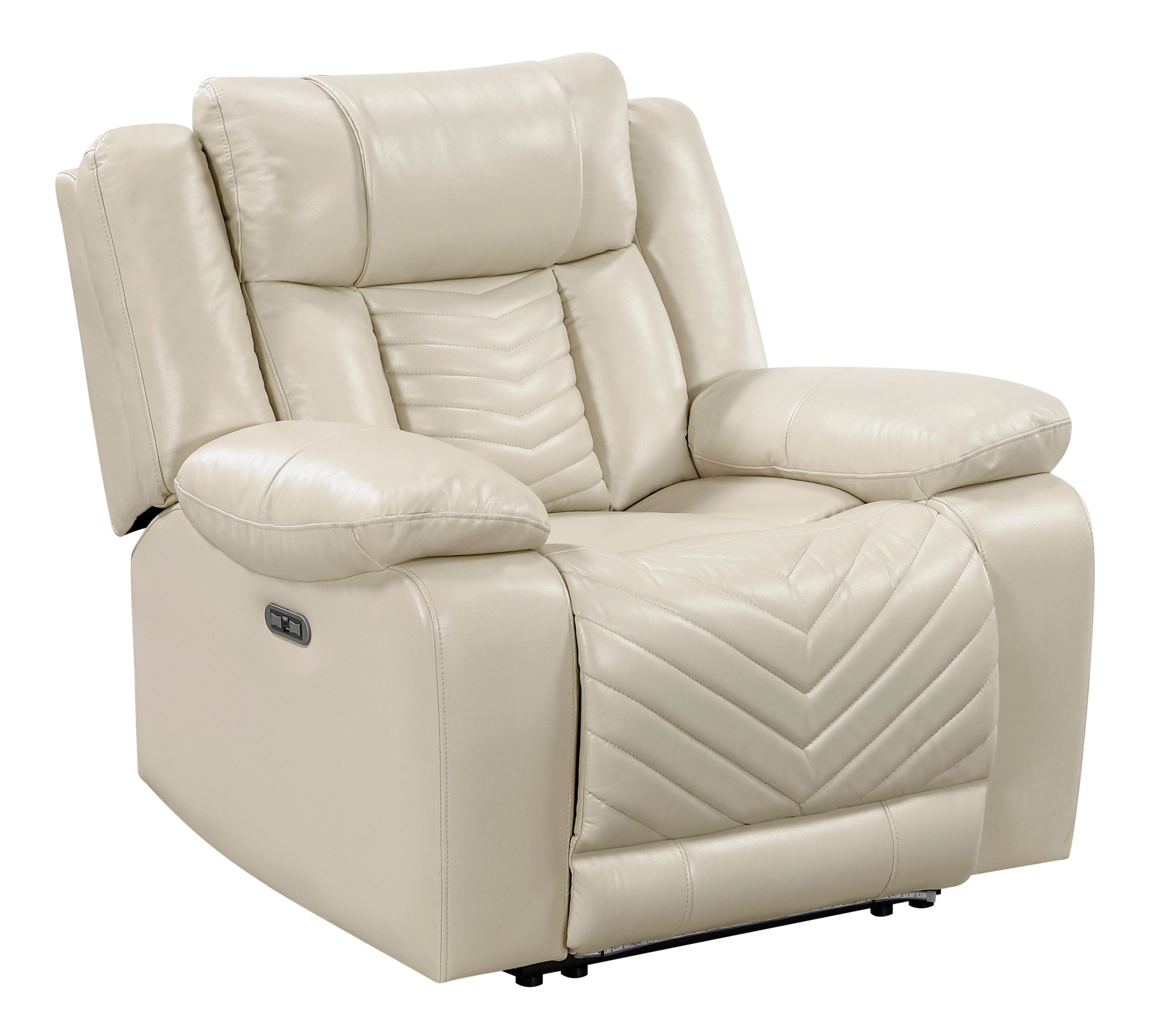 Huron Faux Leather Power Double Reclining Living Room Set with LED Lighting